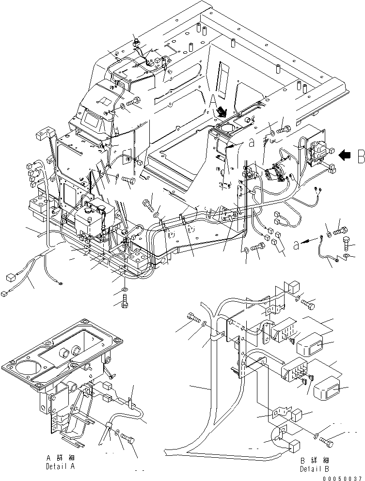 Crawler Loaders Komatsu / D68ESS-12 S/N 1001-UP (Overseas Version)(d68ess-c) / FLOOR FRAME (WIRING) (FOR TRIMMING DOZER)(#1004-)(240440 : K2110-12A2)