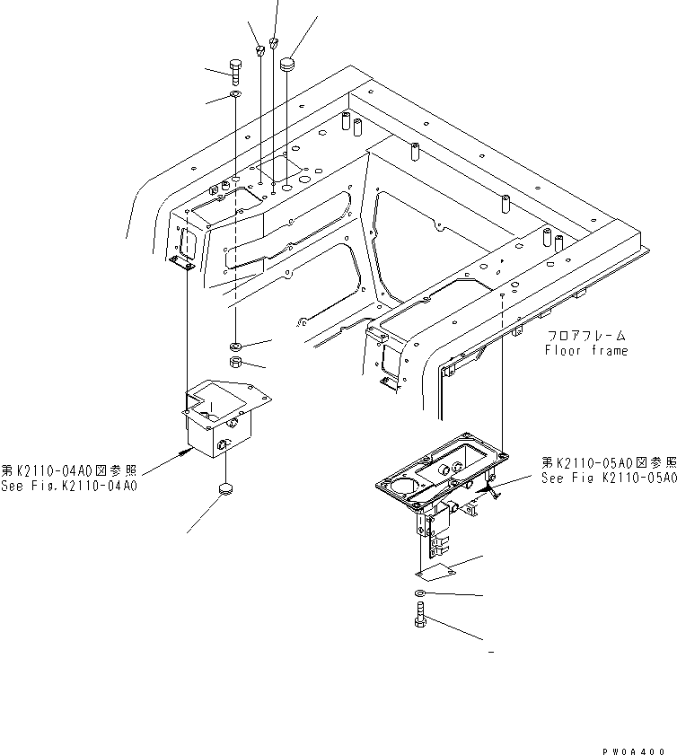 Crawler Loaders Komatsu / D68ESS-12 S/N 1001-UP (Overseas Version)(d68ess-c) / FLOOR FRAME (PLUG) (WITH CAB)(#1004-)(240480 : K2110-16A2)