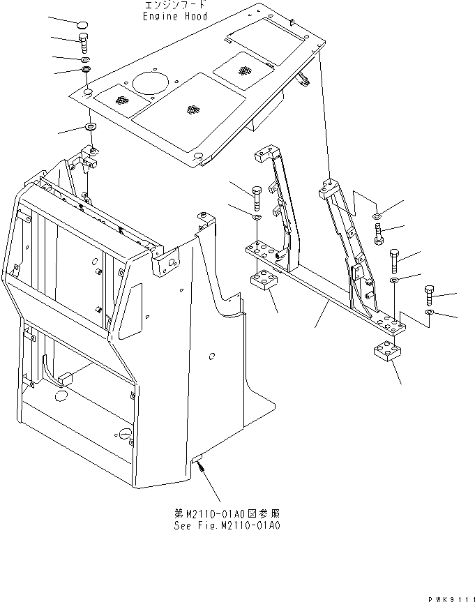Crawler Loaders Komatsu / D68ESS-12 S/N 1001-UP (Overseas Version)(d68ess-c) / HOOD MOUNT AND REAR SUPPORT(270110 : M2140-04A0)