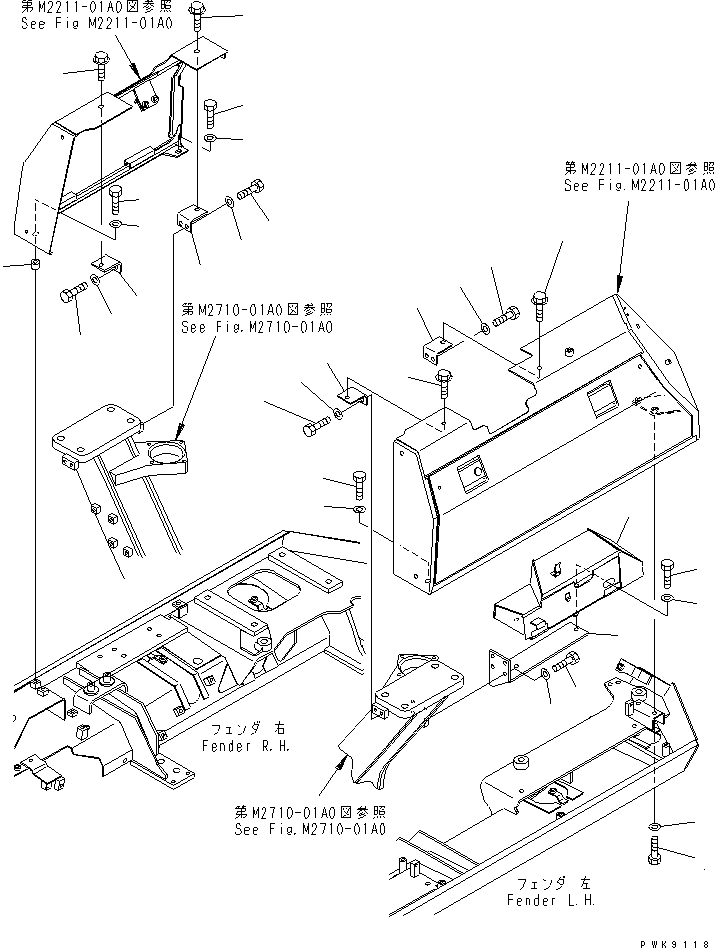 Crawler Loaders Komatsu / D68ESS-12 S/N 1001-UP (Overseas Version)(d68ess-c) / FENDER COVER (TOOL BOX AND MOUNTING)(270220 : M2211-02A0)