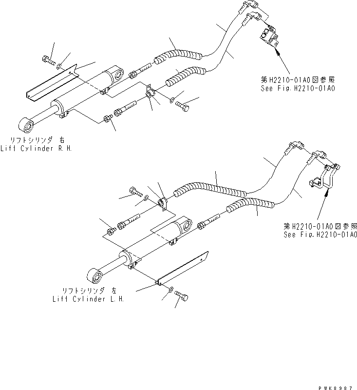 Crawler Loaders Komatsu / D68ESS-12 S/N 1001-UP (Overseas Version)(d68ess-c) / DOZER OIL LINE (LIFT CYLINDER LINE)(330160 : T2160-01A0)
