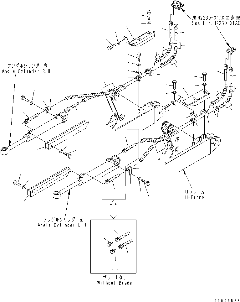 Crawler Loaders Komatsu / D68ESS-12 S/N 1001-UP (Overseas Version)(d68ess-c) / DOZER OIL LINE (ANGLE CYLINDER LINE)(330180 : T2160-02A0)