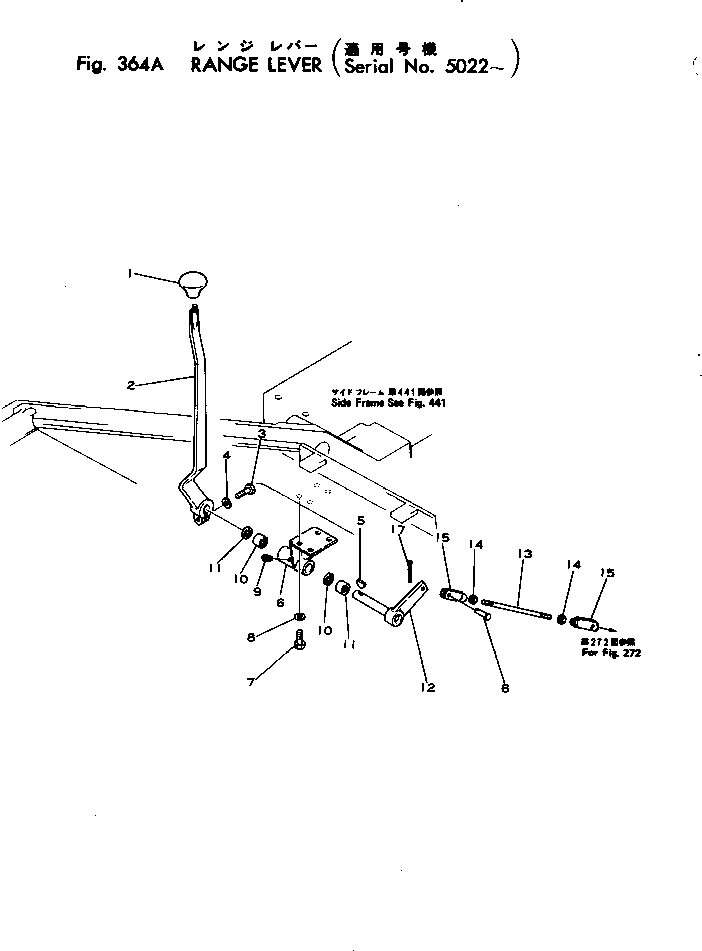Crawler Loaders Komatsu / D75S-2 S/N 1004-UP(d75s-2r) / RANGE LEVER(#5022-)(090140 : 364A) Crawler Loaders Komatsu / D75S-2 S/N 1004-UP(d75s-2r) / RANGE LEVER(#5022-)(090140 : 364A)