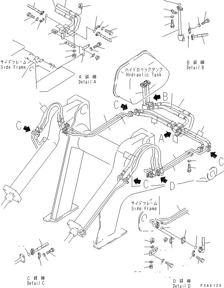 Crawler Loaders Komatsu / D75S-5 S/N 15001-UP(d75s-5c) / HYDRAULIC OIL PIPING (3/3) (TBG SPEC.)(#15001-16500)(180100 : H2210-03B0)