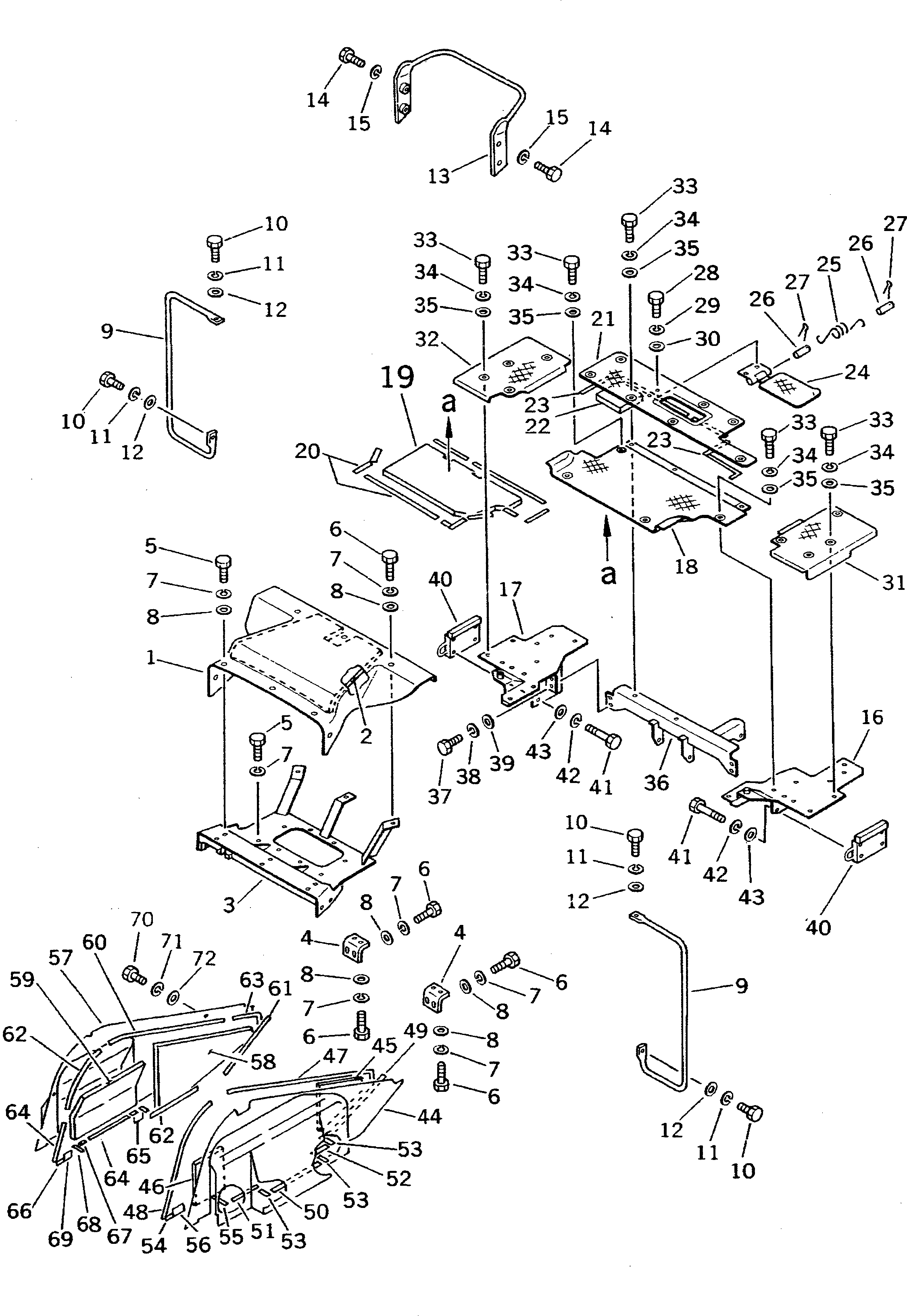 Crawler Loaders Komatsu / D75S-5 S/N 15001-UP(d75s-5c) / DASHBOARD AND FLOOR PLATE (WITH DECELERATOR PEDAL)               (NOISE SUPPRESSION FOR EC)(#15908-16500)(270100 : M2143-01A3)