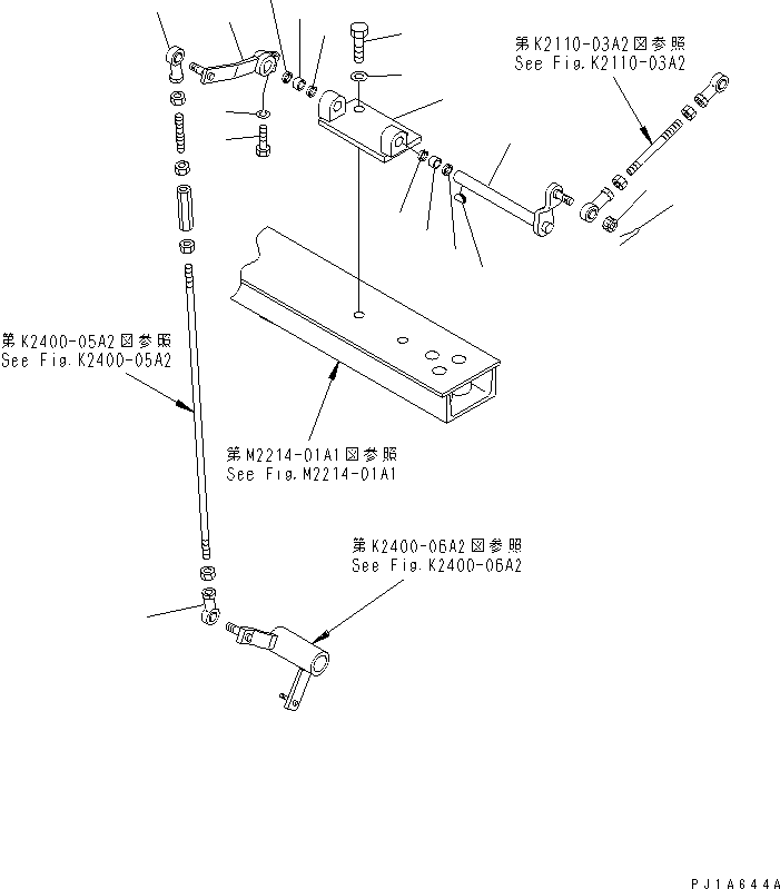 Pipelayers Komatsu / D85C-21-A S/N 36551-UP(d85c-20c) / SHUTTER CONTROL LEVER LINKAGE(#37613-)(270410 : M2210-11A2)