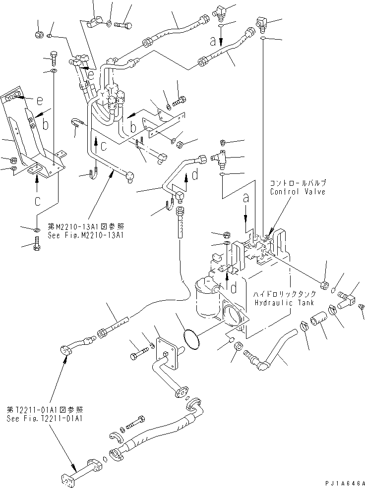Pipelayers Komatsu / D85C-21-A S/N 36551-UP(d85c-20c) / COUNTER WEIGHT PIPING (1/2)(270430 : M2210-13A1)
