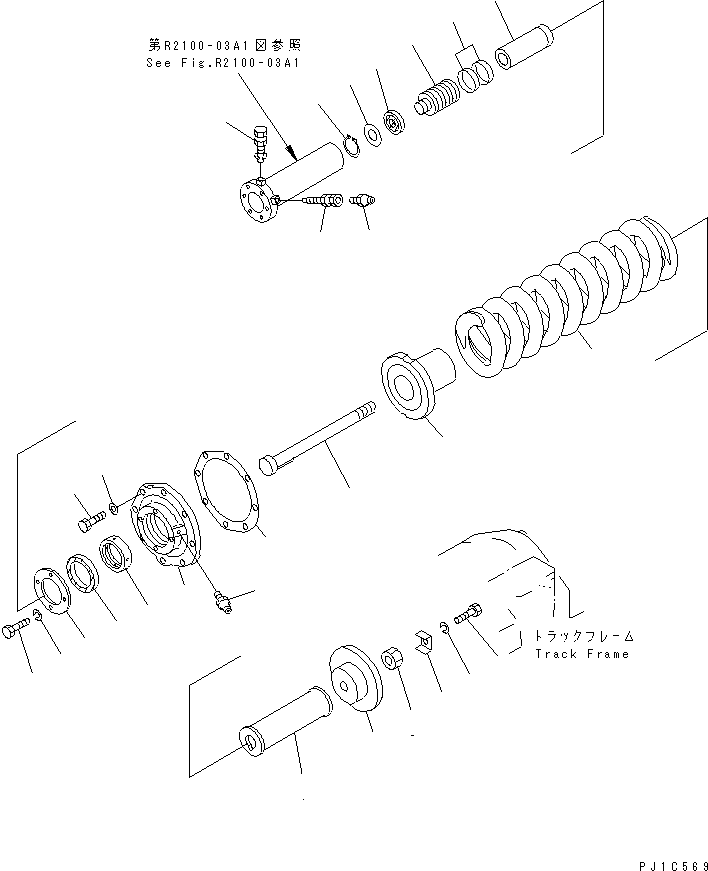 Pipelayers Komatsu / D85C-21-A S/N 36551-UP(d85c-20c) / RECOIL SPRING (L.H.)(300040 : R2100-01A1)