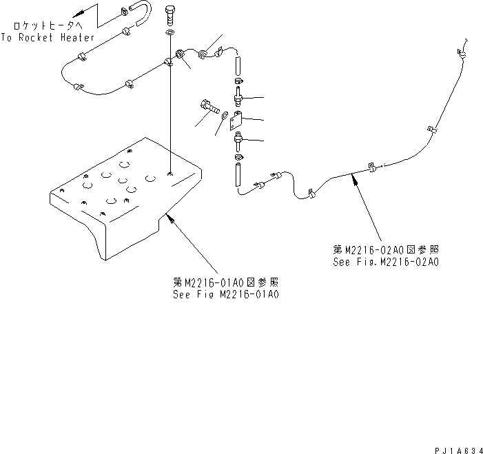 Pipelayers Komatsu / D85C-21 S/N 36551-UP (For C.I.S. -50cent. Spec.)(d85c-21c) / ROCKET HEATER PIPING RELATED(270150 : M2110-13A0)