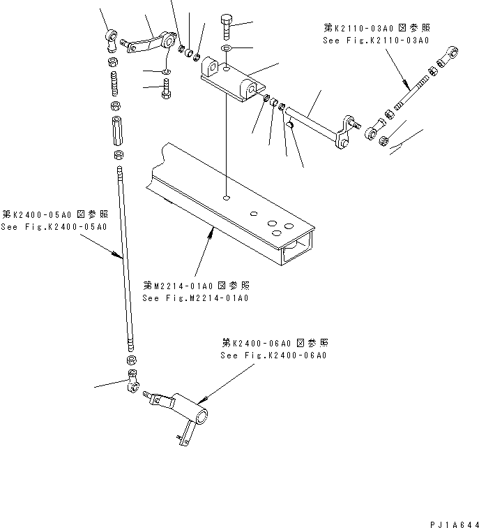 Pipelayers Komatsu / D85C-21 S/N 36551-UP (For C.I.S. -50cent. Spec.)(d85c-21c) / SHUTTER CONTROL LEVER LINKAGE(270340 : M2210-11A0)