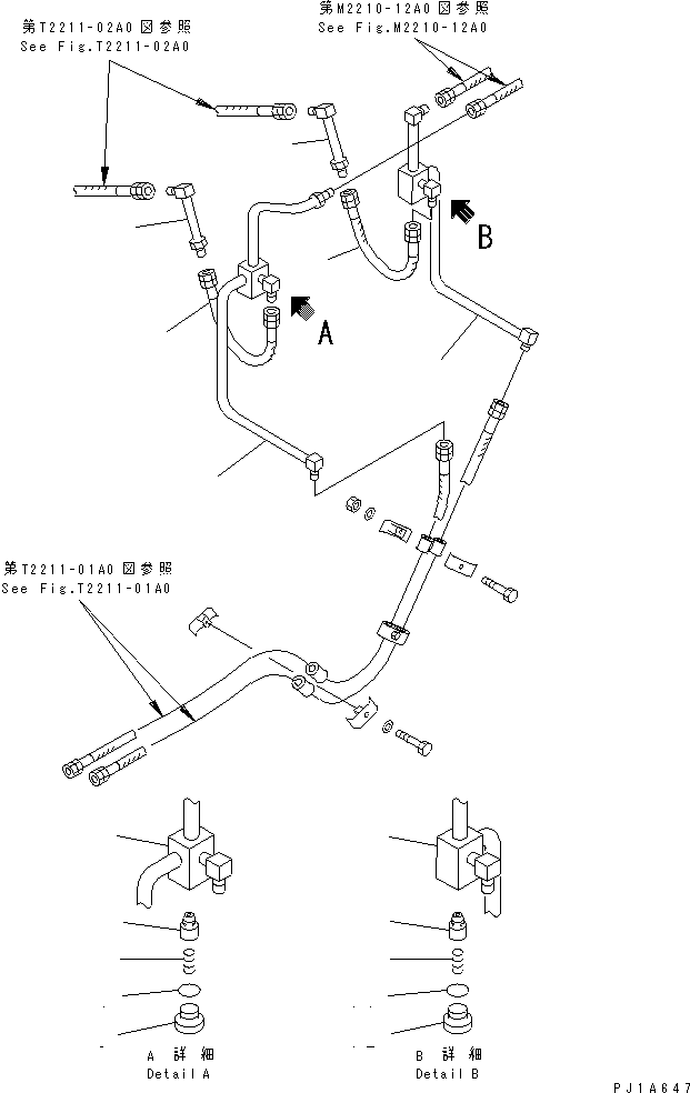 Pipelayers Komatsu / D85C-21 S/N 36551-UP (For C.I.S. -50cent. Spec.)(d85c-21c) / COUNTER WEIGHT PIPING (2/2)(270370 : M2210-14A0)