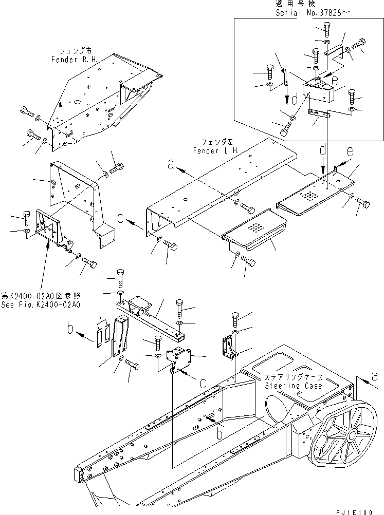 Pipelayers Komatsu / D85C-21 S/N 36551-UP (For C.I.S. -50cent. Spec.)(d85c-21c) / FENDER RELATED PARTS (WITH COMBUSTIBLE HEATER) (SAFETY REGULATION FOR C.I.S.)(#37594-)(270430 : M2214-01A2)