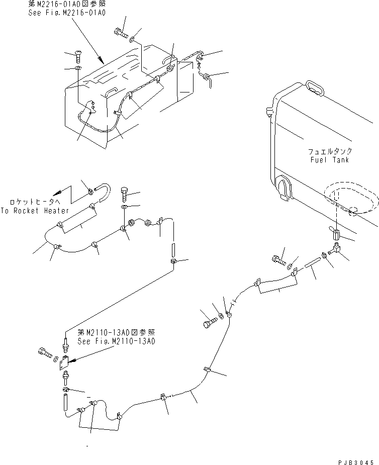 Pipelayers Komatsu / D85C-21 S/N 36551-UP (For C.I.S. -50cent. Spec.)(d85c-21c) / ROCKET HEATER PIPING(270450 : M2216-02A0)