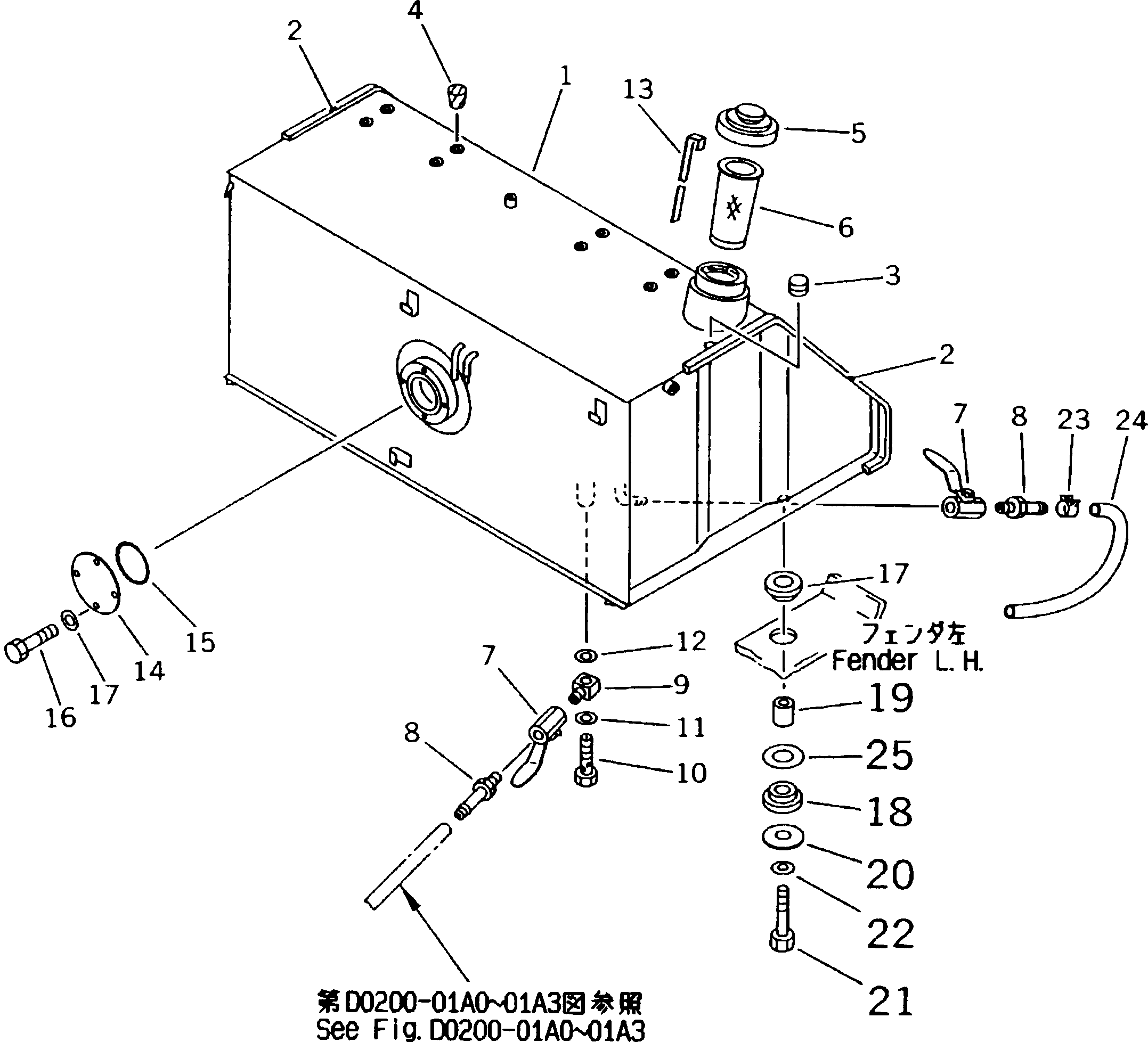 Crawler Loaders Komatsu / D85ESS-2 S/N 3001-3033 (For Southeast Asia)(d85ess-c) / FUEL TANK (FOR GAUGE PANEL)(#3001-)(090010 : D0100-01A1) Crawler Loaders Komatsu / D85ESS-2 S/N 3001-3033 (For Southeast Asia)(d85ess-c) / FUEL TANK (FOR GAUGE PANEL)(#3001-)(090010 : D0100-01A1)