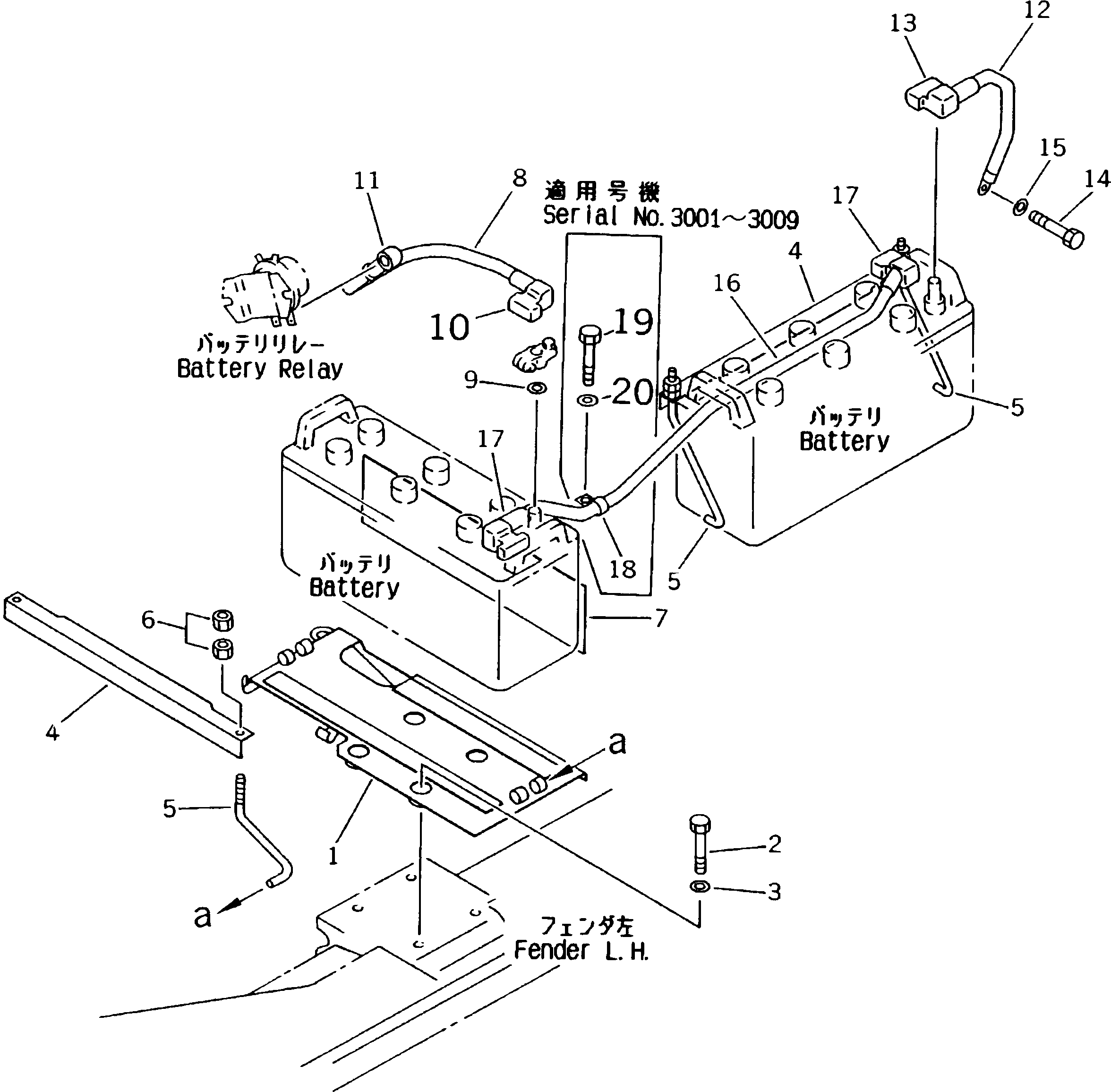 Crawler Loaders Komatsu / D85ESS-2 S/N 3001-3033 (For Southeast Asia)(d85ess-c) / BATTERY WIRING(#3001-)(120030 : E0210-01A0)