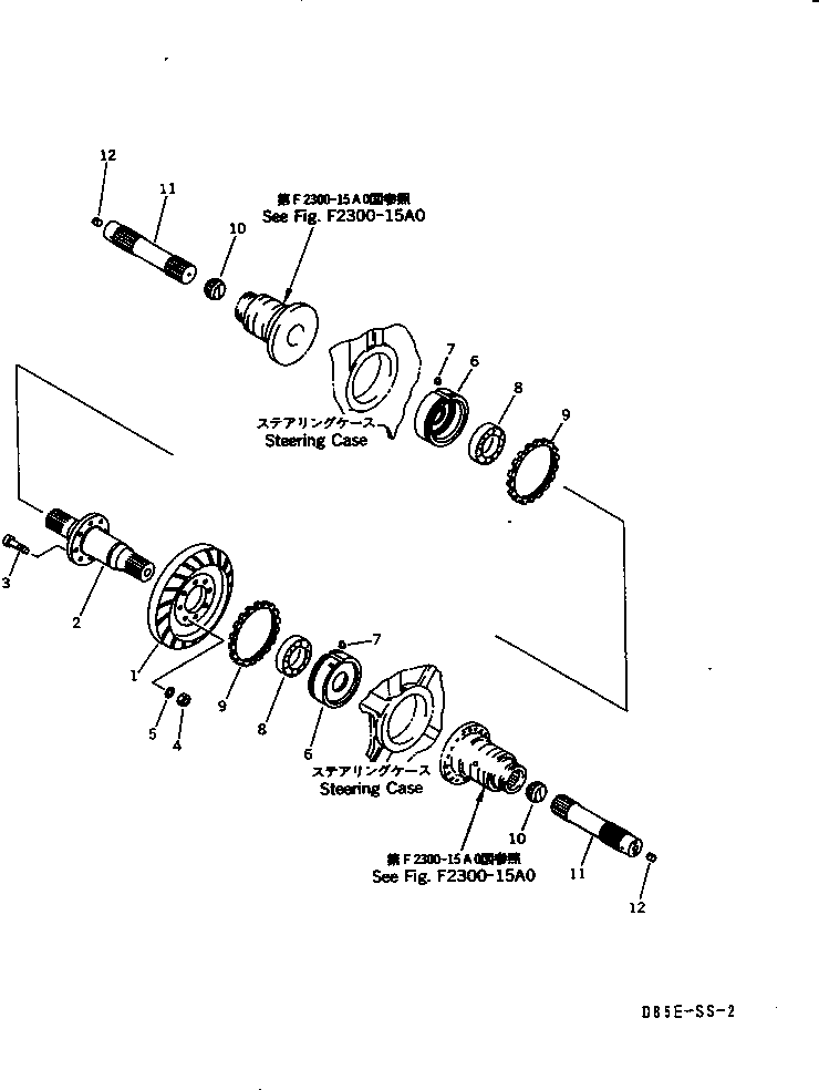 Crawler Loaders Komatsu / D85ESS-2 S/N 3001-3033 (For Southeast Asia)(d85ess-c) / STEERING (BEVEL GEAR AND SHAFT)(#3001-)(150150 : F2300-14A0) Crawler Loaders Komatsu / D85ESS-2 S/N 3001-3033 (For Southeast Asia)(d85ess-c) / STEERING (BEVEL GEAR AND SHAFT)(#3001-)(150150 : F2300-14A0)