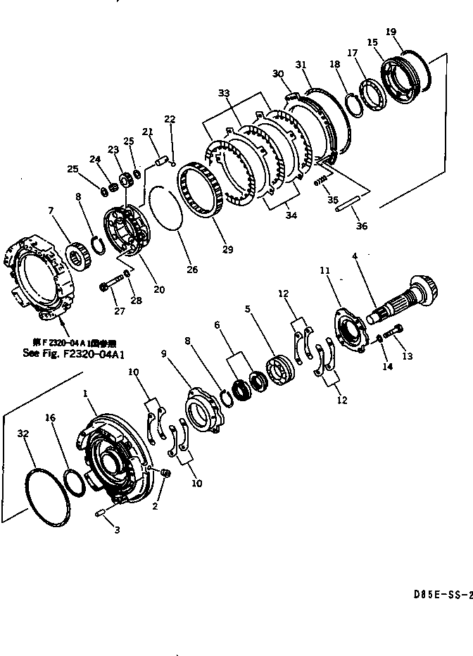 Crawler Loaders Komatsu / D85ESS-2 S/N 3001-3033 (For Southeast Asia)(d85ess-c) / TRANSMISSION (1ST CLUTCH)(#3001-)(150280 : F2320-05A1) Crawler Loaders Komatsu / D85ESS-2 S/N 3001-3033 (For Southeast Asia)(d85ess-c) / TRANSMISSION (1ST CLUTCH)(#3001-)(150280 : F2320-05A1)