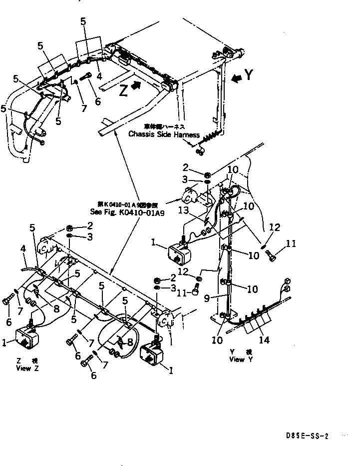 Crawler Loaders Komatsu / D85ESS-2 S/N 3001-3033 (For Southeast Asia)(d85ess-c) / SWEEP (WIRING)(#3001-)(240050 : K0410-03A9)