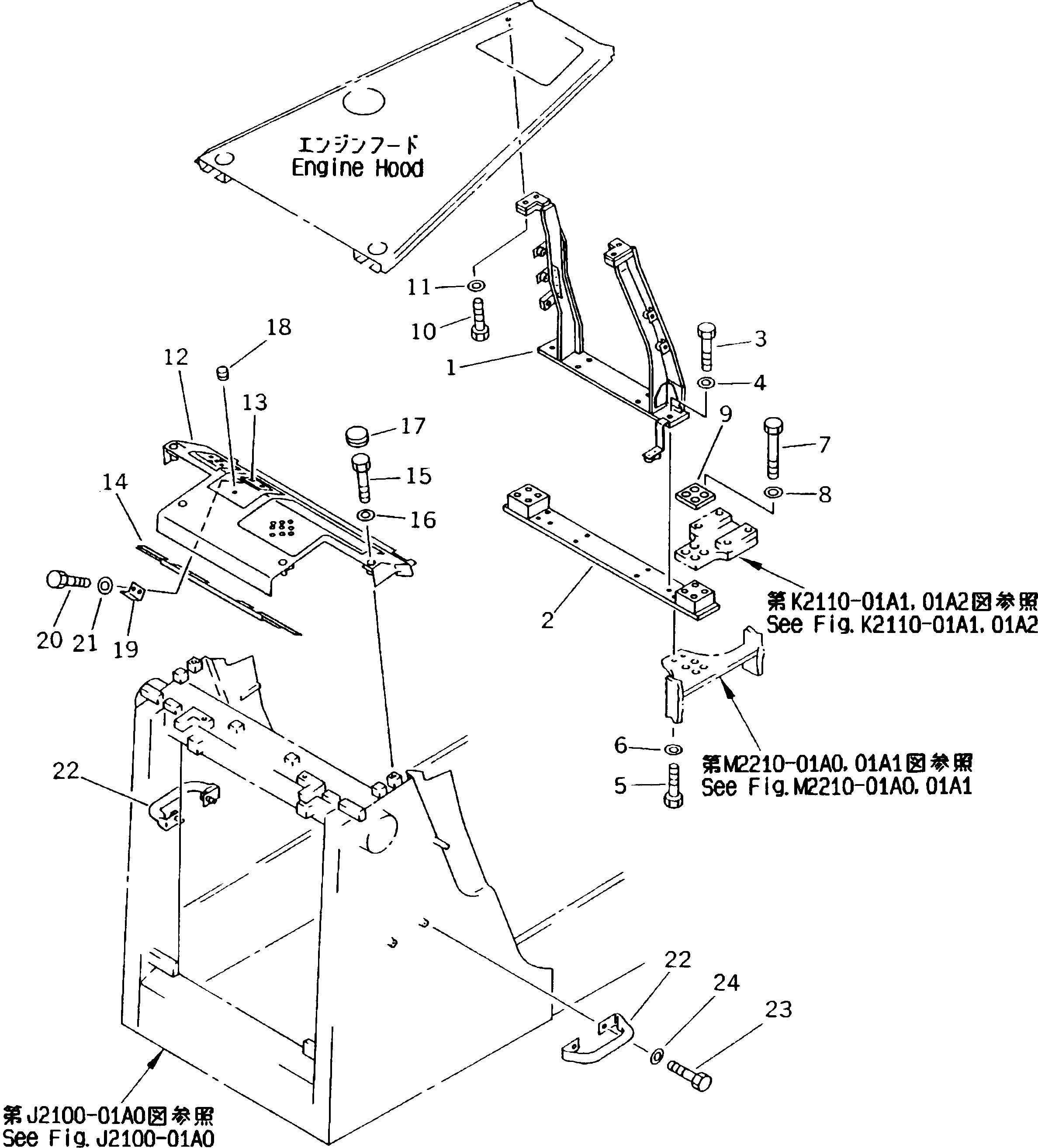 Crawler Loaders Komatsu / D85ESS-2 S/N 3001-3033 (For Southeast Asia)(d85ess-c) / REAR SUPPORT AND RADIATOR COVER (WITHOUT CAB)(#3001-)(270070 : M2140-04A1) Crawler Loaders Komatsu / D85ESS-2 S/N 3001-3033 (For Southeast Asia)(d85ess-c) / REAR SUPPORT AND RADIATOR COVER (WITHOUT CAB)(#3001-)(270070 : M2140-04A1)
