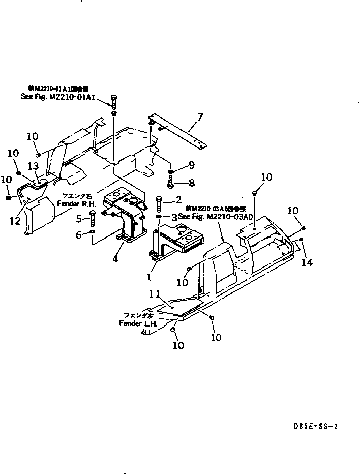 Crawler Loaders Komatsu / D85ESS-2 S/N 3001-3033 (For Southeast Asia)(d85ess-c) / FENDER (BRACKET AND PLUG)(#3001-)(270110 : M2210-02A2) Crawler Loaders Komatsu / D85ESS-2 S/N 3001-3033 (For Southeast Asia)(d85ess-c) / FENDER (BRACKET AND PLUG)(#3001-)(270110 : M2210-02A2)