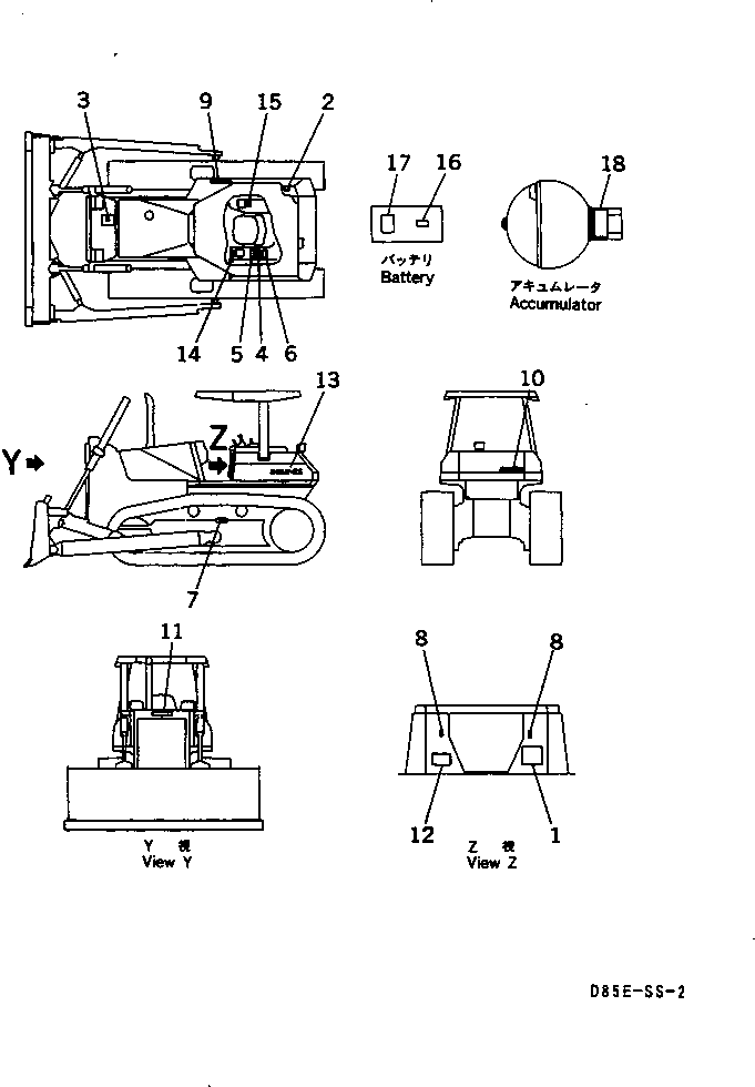 Crawler Loaders Komatsu / D85ESS-2 S/N 3001-3033 (For Southeast Asia)(d85ess-c) / MARKS AND PLATES (ENGLISH)(#3001-)(360010 : U0100-01H2)