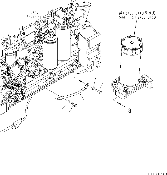 Bulldozers Komatsu / D85EX-15E0 S/N 11001-11608 (ecot3)(d85ex-2c) / WIRING (ENGINE SIDE)(#11001-)(030040 : B0500-01A0)