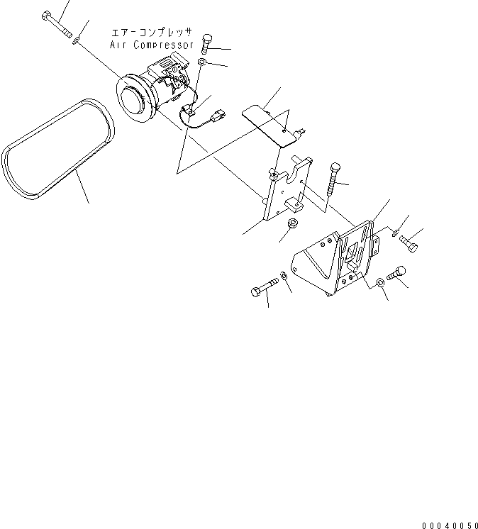 Bulldozers Komatsu / D85EX-15E0 S/N 11001-11608 (ecot3)(d85ex-2c) / AIR COMPRESSOR MOUNT AND FAN BELT(#11001-)(030070 : B0710-02C0)