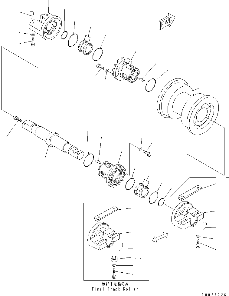 Bulldozers Komatsu / D85EX-15R S/N 20001-20002(d85ex-4c) / TRACK ROLLER (SINGLE) (L.H.)(#20001-)(300150 : R2100-04A0)