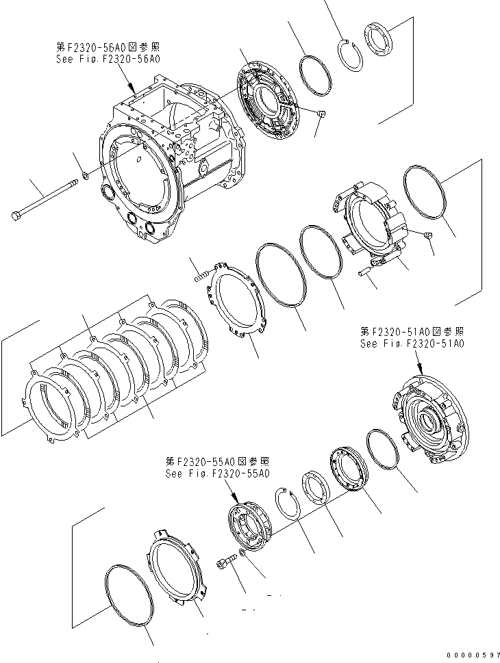 Bulldozers Komatsu / D85PX-15E0 S/N 1201-11608 (ecot3)(d85px-0c) / TRANSMISSION (REVERSE HOUSING)(#1201-)(150240 : F2320-53A0)