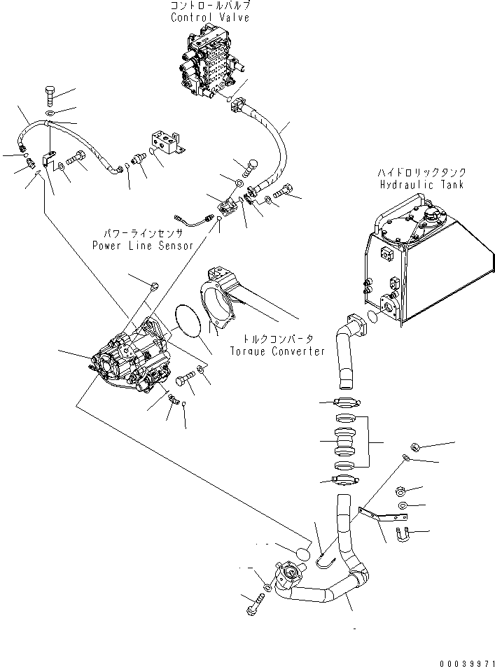 Komatsu parts book diagram for D85PX-15E0 S/N 1201-11608 (ecot3): POWER TRAIN OIL PIPING (H.S.S.MOTOR LINE)(#1201-)