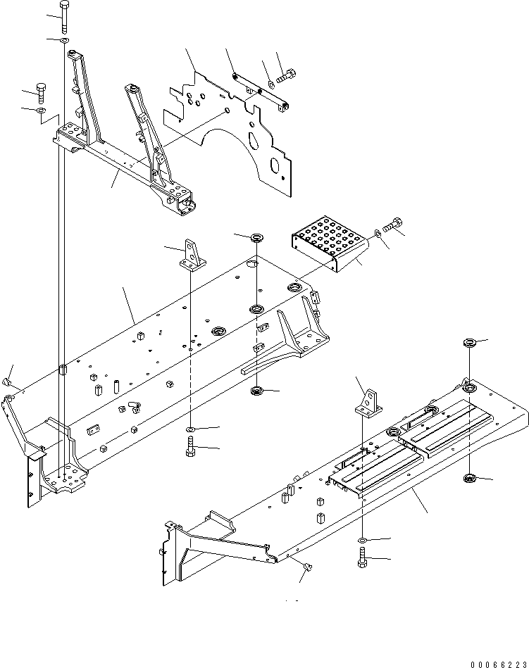 Komatsu parts book diagram for D85PX-15E0 S/N 1201-11608 (ecot3): FENDER AND HOOD MOUNT (FOR WITHOUT CAB)(#1201-)