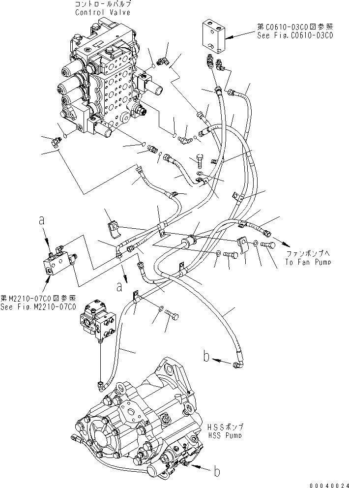 Bulldozers Komatsu / D85PX-15E0 S/N 1201-11608 (ecot3, For EU)(d85px-2c) / CONTROL LINE AND PPC DRAIN LINE(#1201-)(270330 : M2210-08C0)