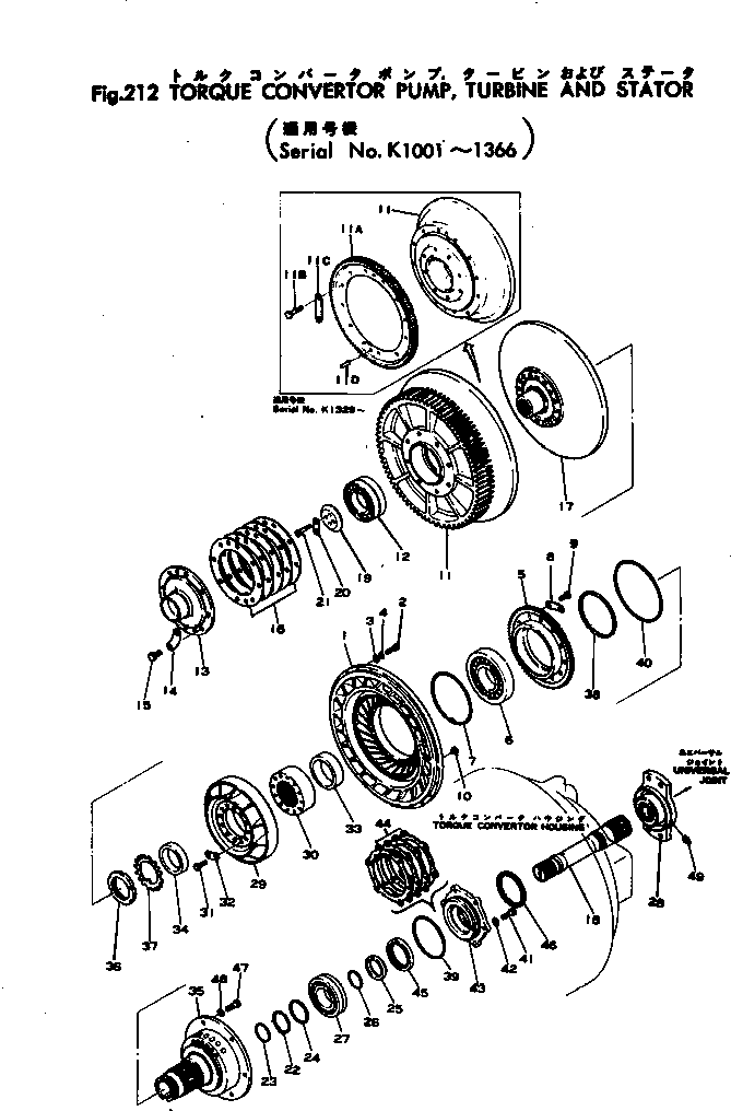 Crawler Loaders Komatsu / D95S-1 S/N 1003-UP(d95s-1r) / TORQUE CONVERTER PUMP ? TURBINE AND STATOR(#K1001-K1366)(060040 : 212)