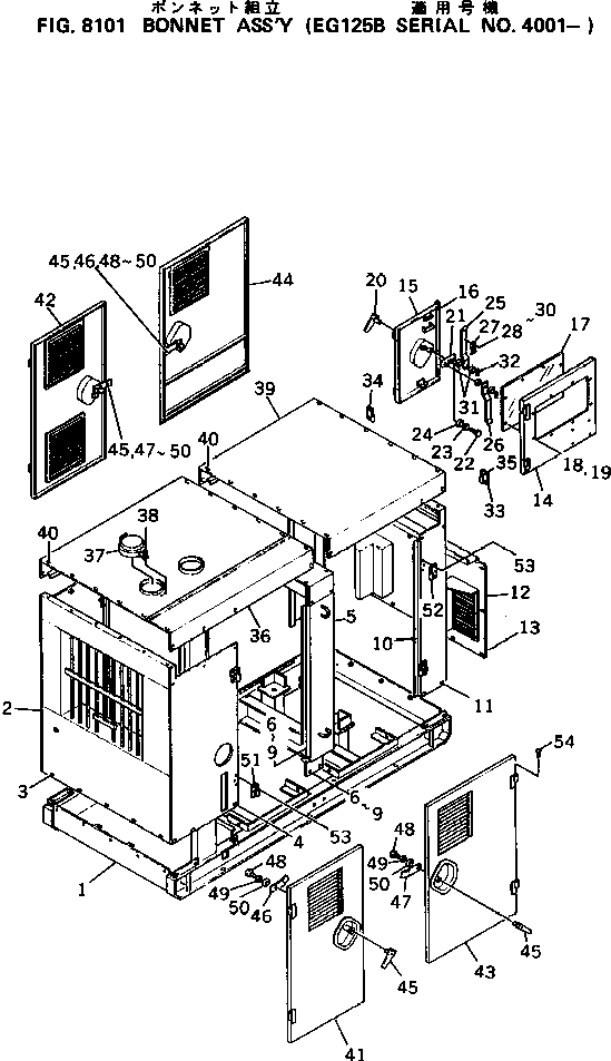 Diesel Generators Komatsu / EG125B-2 S/N 4001-UP(eg125b-r) / BONNET ASS