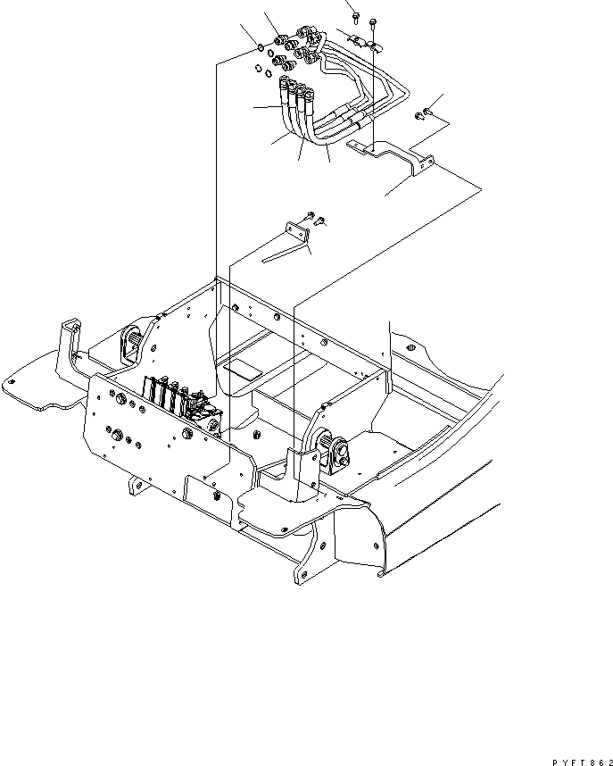 Komatsu parts book diagram for FB09HF-18F-12-A S/N 837898-UP: [ТЗ ?н ?еЕд№Ь (FOR 4-SPOOL їШЦЖ ? ?)][DASHBOARD PIPING (FOR 4-SPOOL CONTROL VALVE)]