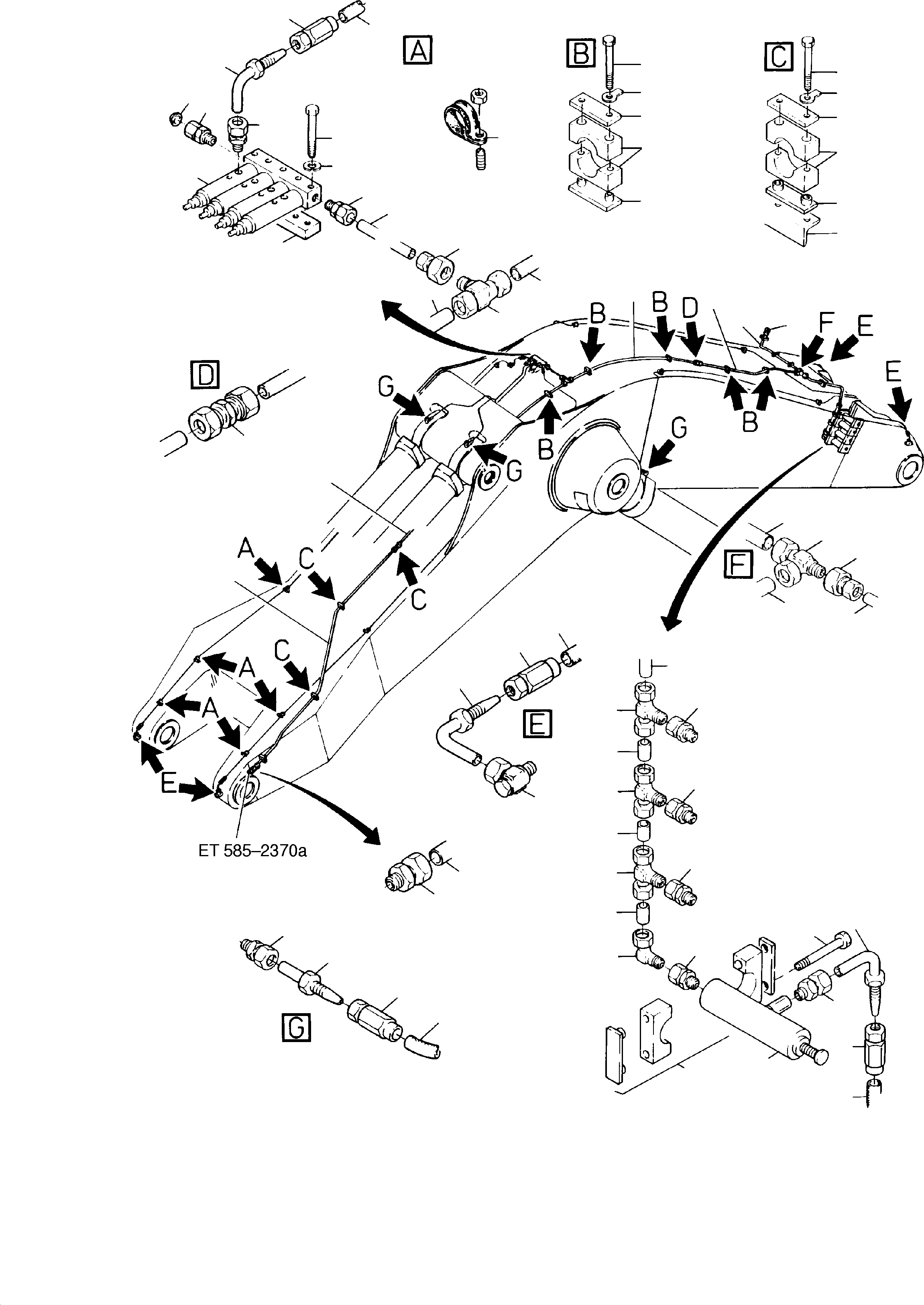 Excavators Mining Komatsu / H185S S/N 06085(g06085) / Boom - Lube Lines(585-2365a : 585-2365a)