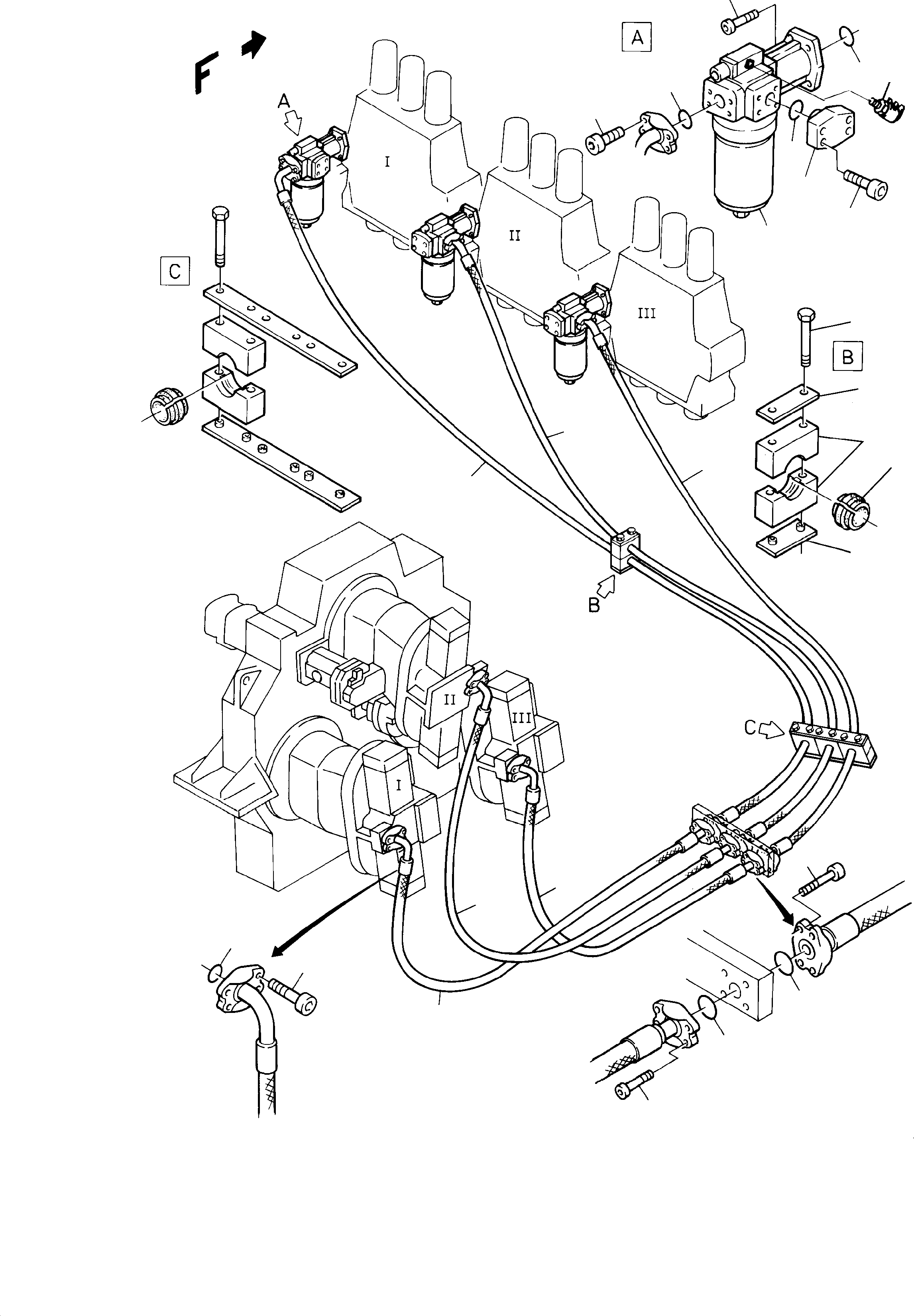 Excavators Mining Komatsu / H185S S/N 06085(g06085) / Lines, Pumps - Control Blocks(585-1820 : 585-1820)