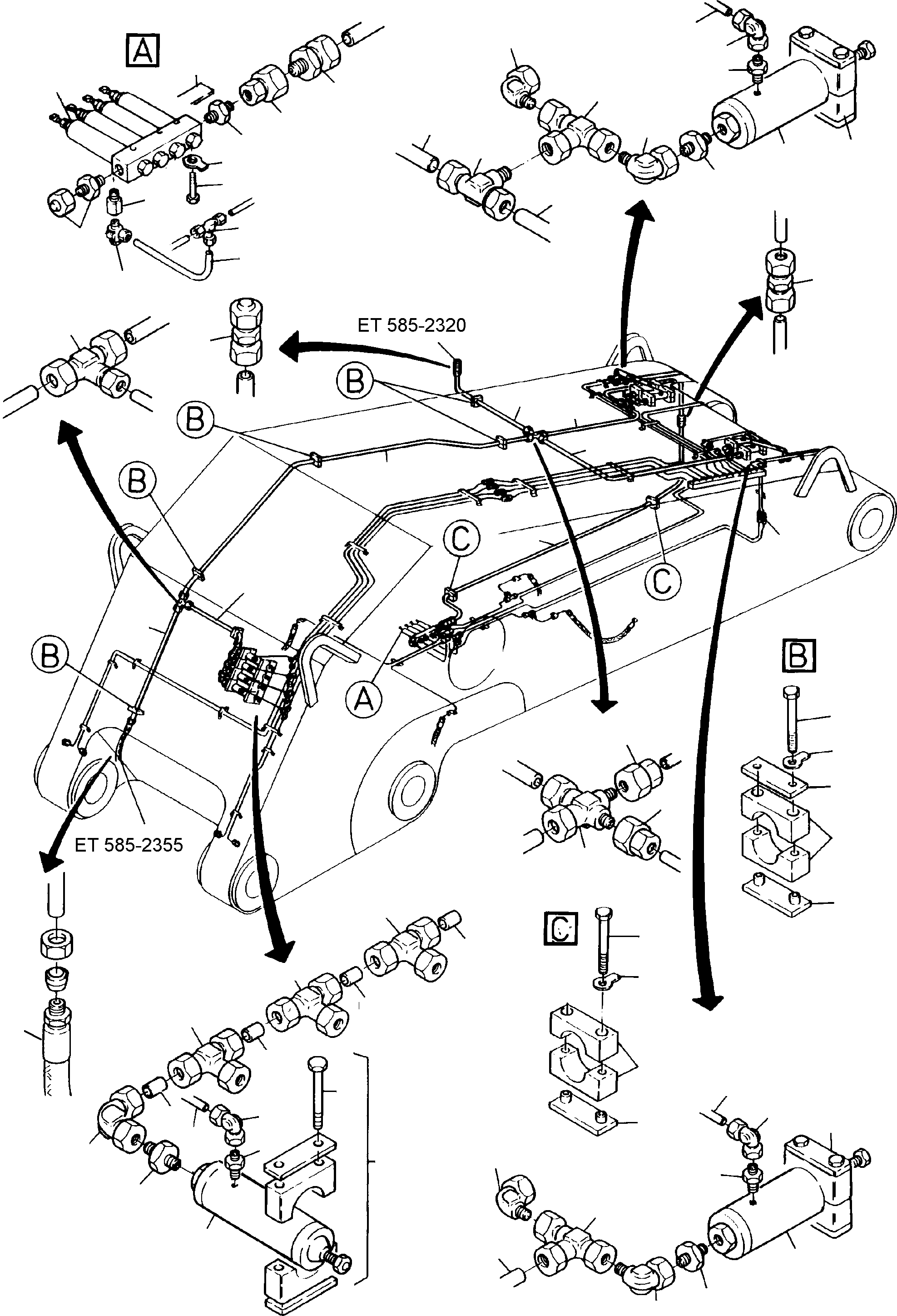 Excavators Mining Komatsu / H185S S/N 06085(g06085) / Boom - Lube Lines(585-2350 : 585-2350)