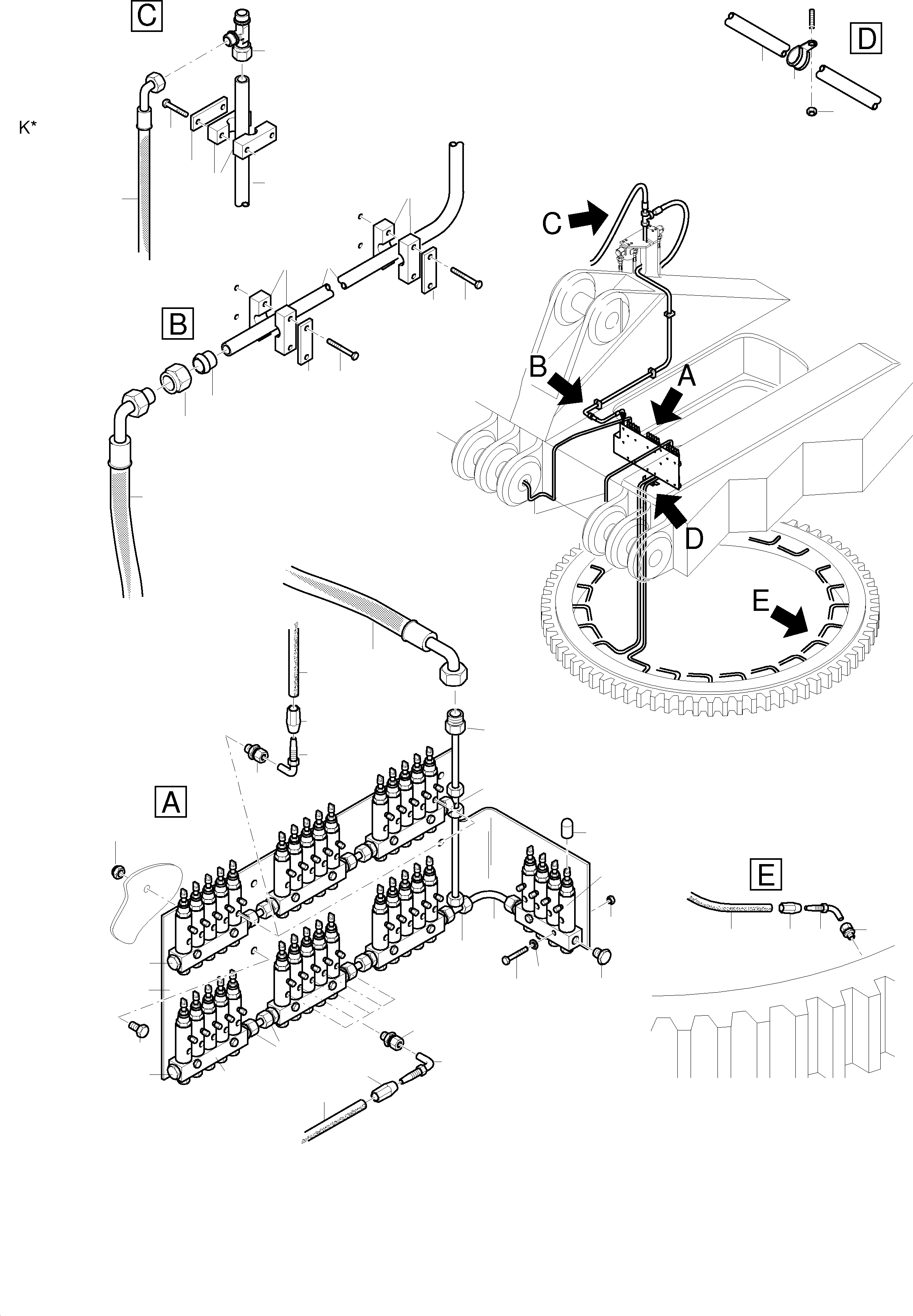 Excavators Mining Komatsu / PC3000-1 S/N 06179(g06179) / Lube Distributor SwingRing(485-2320 : 485-2320)