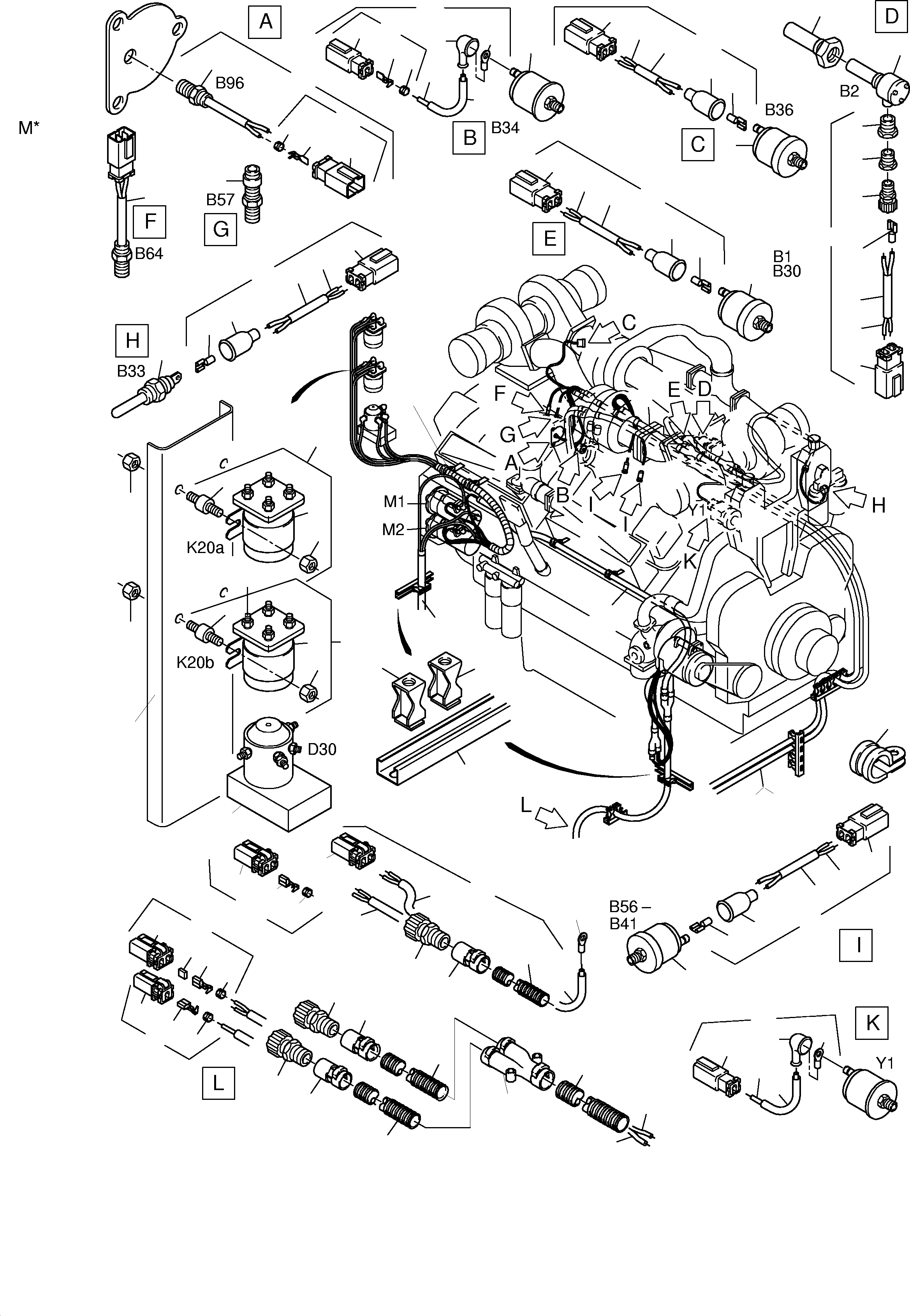 Excavators Mining Komatsu / PC3000-1 S/N 06179(g06179) / Cables - Engine and Transmitter(485-2184d : 485-2184d)