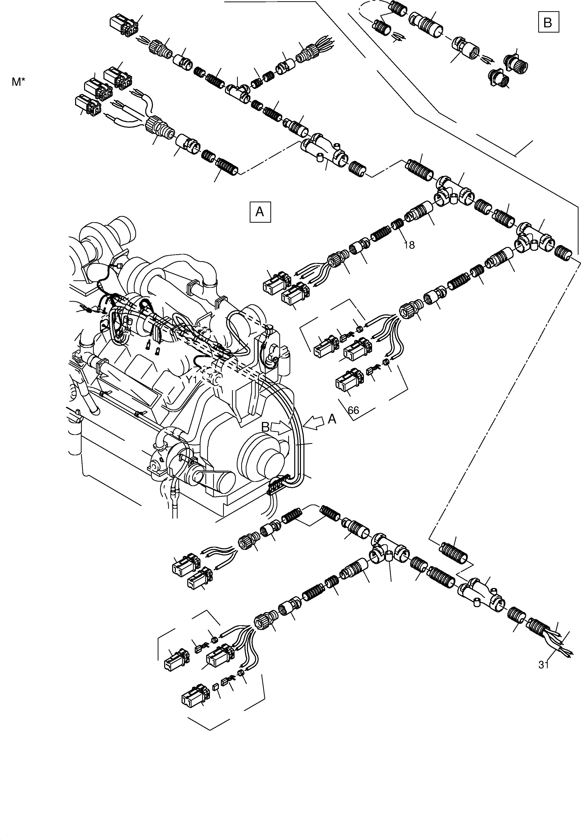 Excavators Mining Komatsu / PC3000-1 S/N 06179(g06179) / Cables - Engine and Transmitter(485-2184d : 485-2184d)