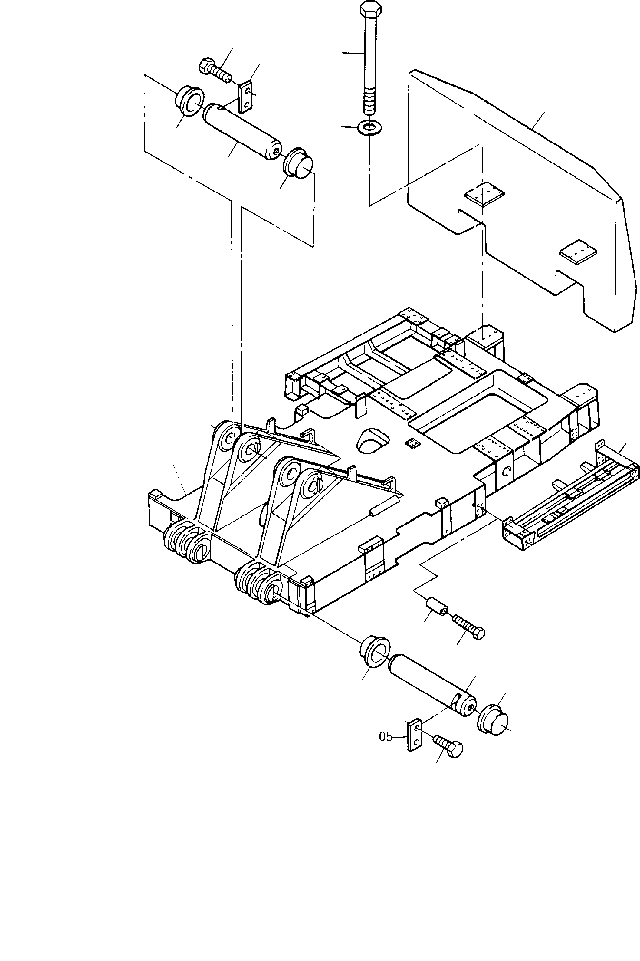 Komatsu parts book diagram for PC3000-1 S/N 06184: PIN, BOOM - COUNTERWEIGHT