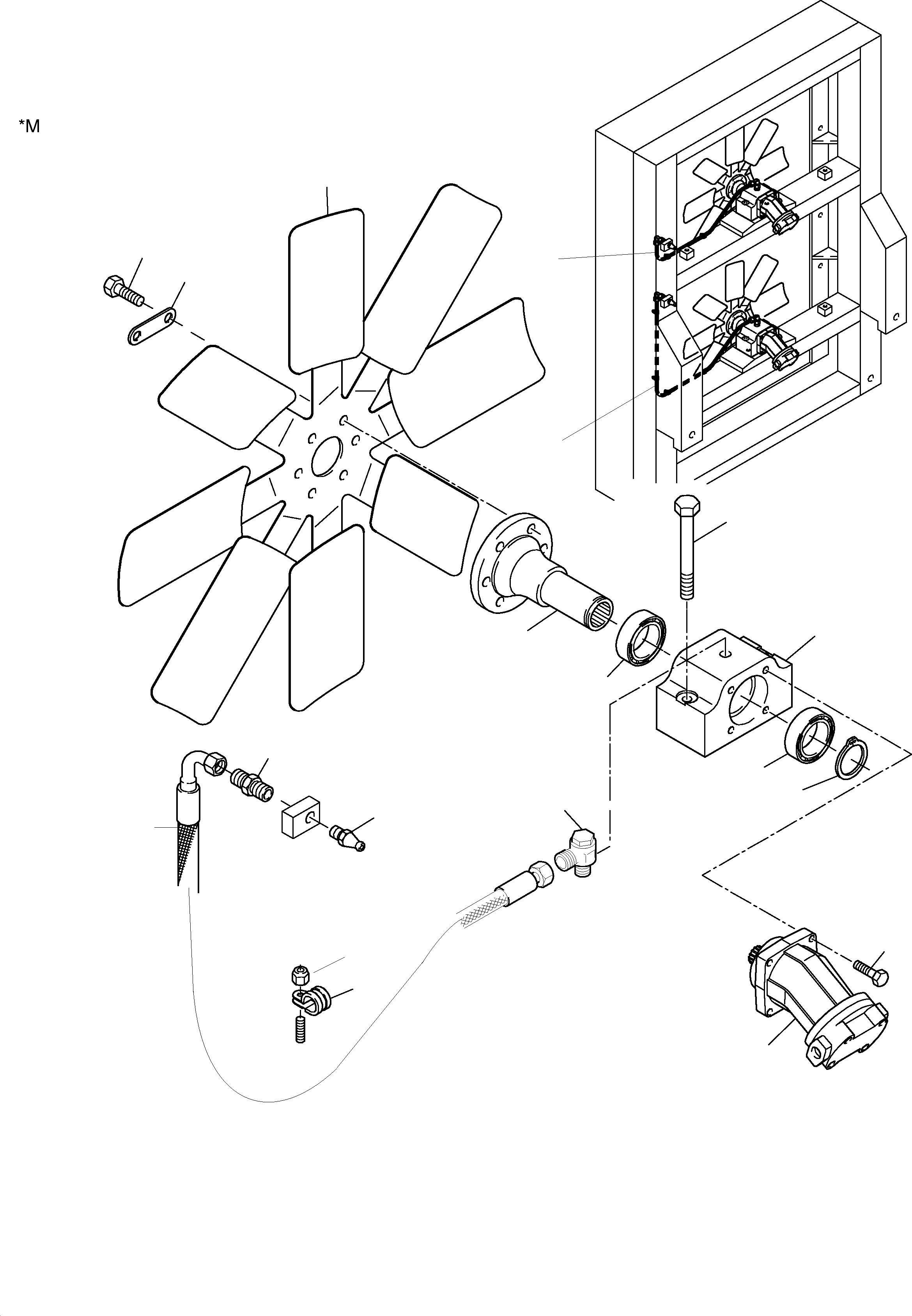Komatsu parts book diagram for PC3000-1 S/N 06184: OIL COOLER FAN DRIVE