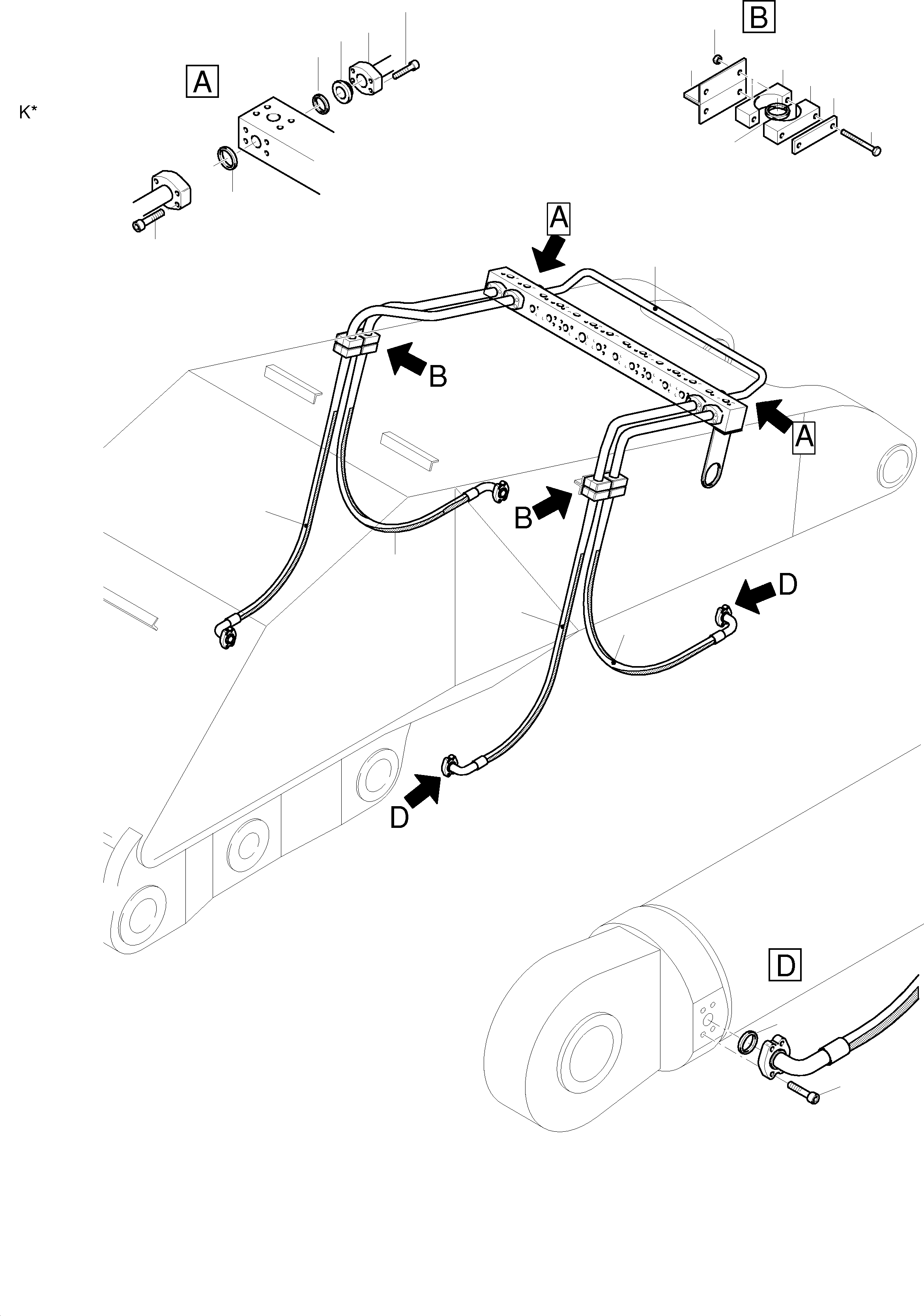 Komatsu parts book diagram for PC3000-1 S/N 06184: BULLCLAM BUCKET BOOM 6M