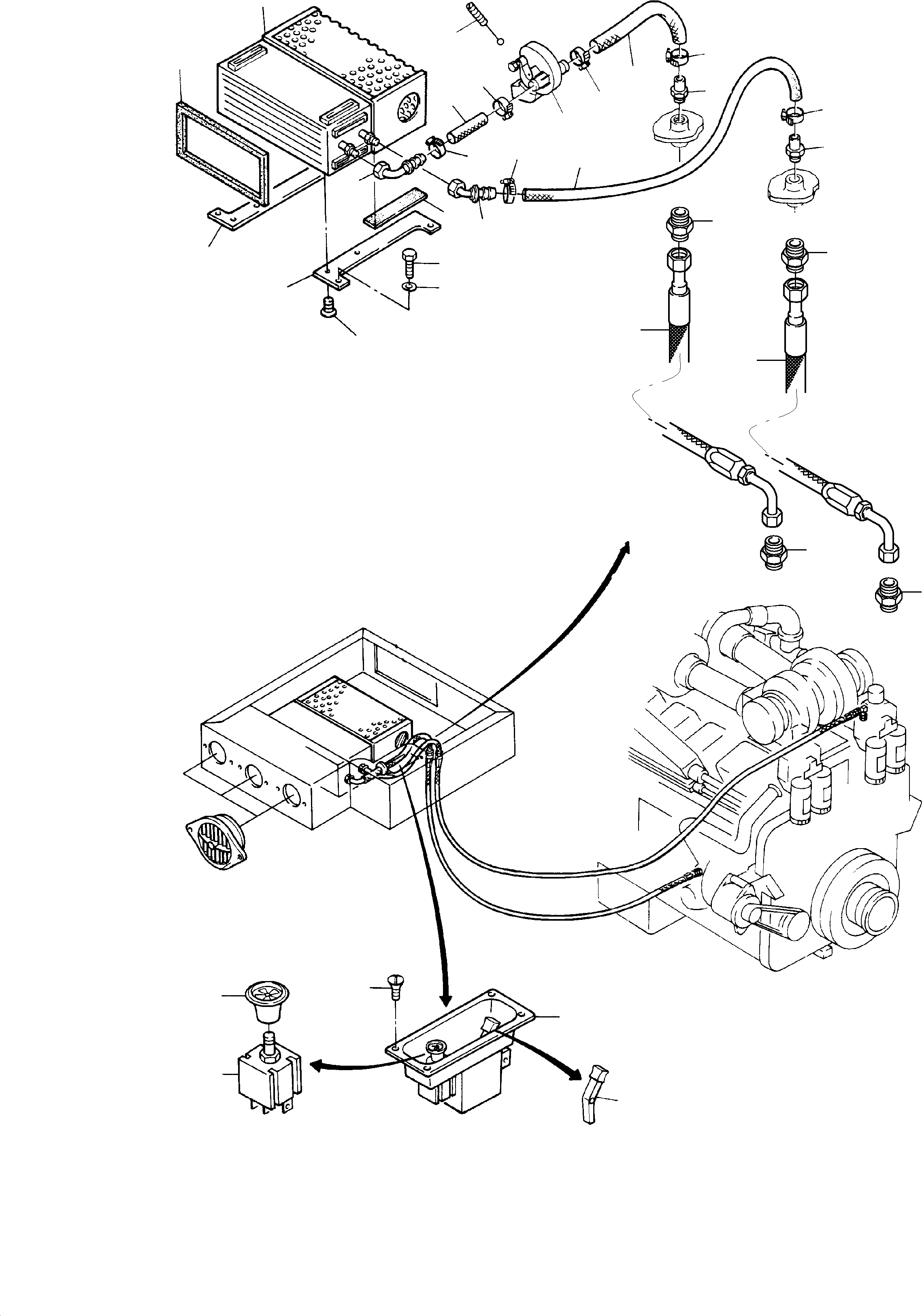 Komatsu parts book diagram for PC3000-1 S/N 06184: CAB HEATER ARR.