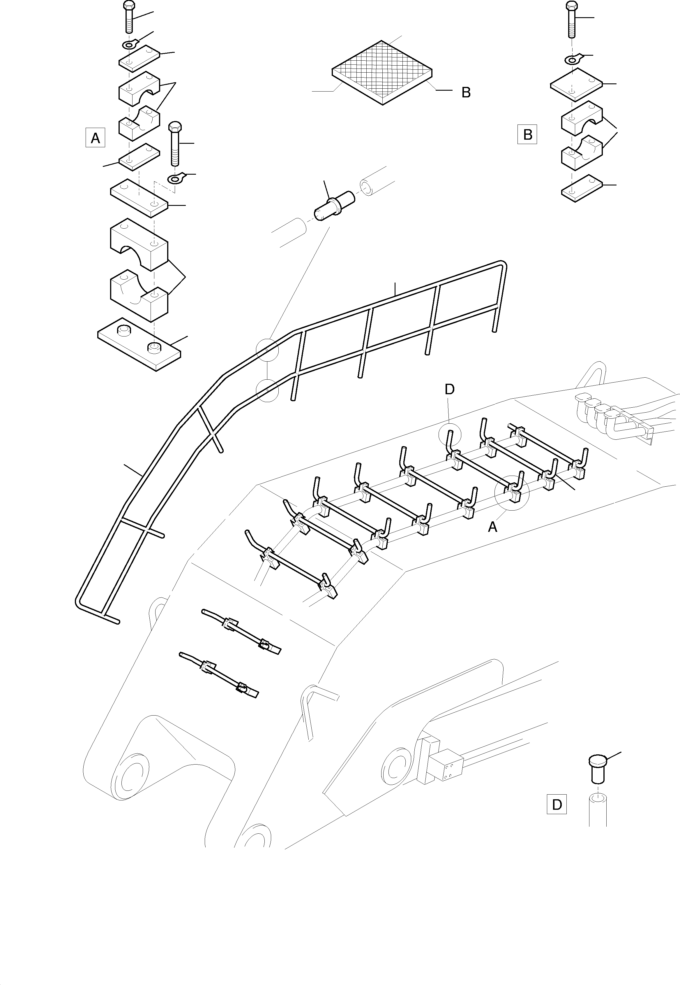 Komatsu parts book diagram for PC3000-1 S/N 06184: LADDER - BULLCLAM BUCKET BOOM 6M