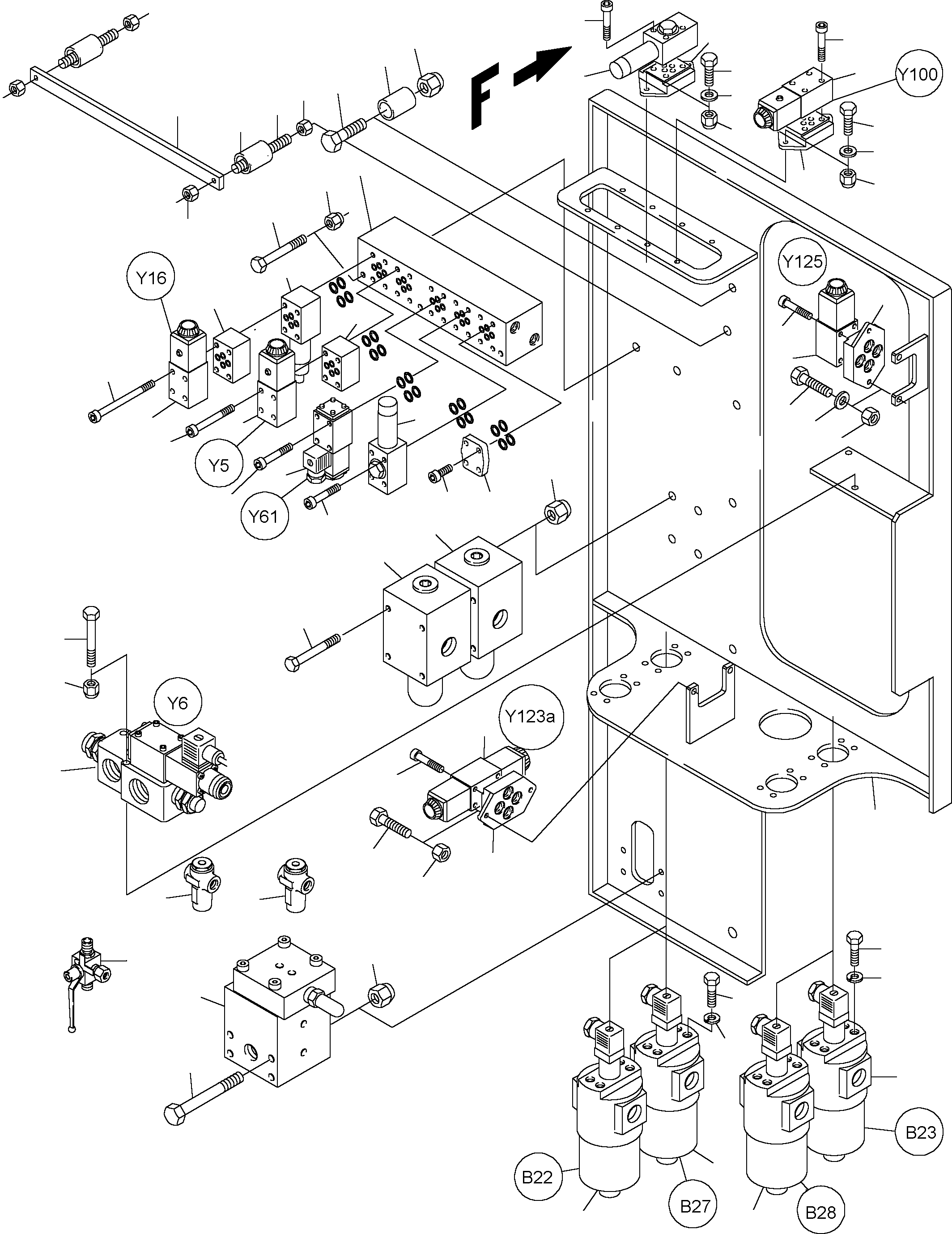 Komatsu parts book diagram for PC3000-1 S/N 06184: CONTROL- AND FILTER PLATE