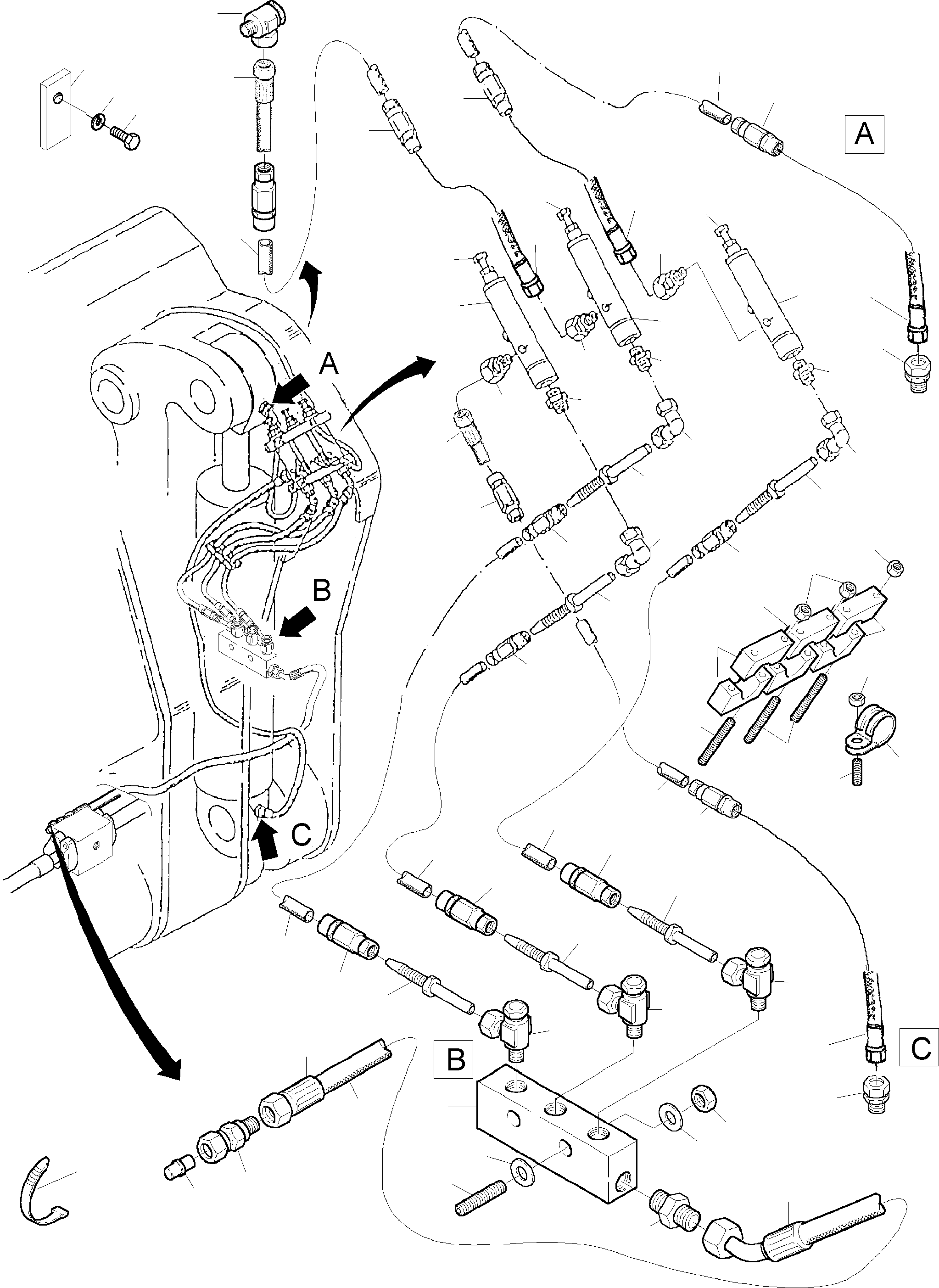 Komatsu parts book diagram for PC3000-1 S/N 06184: CENTRAL LUBRICATION - BULLCLAM, STANDARD