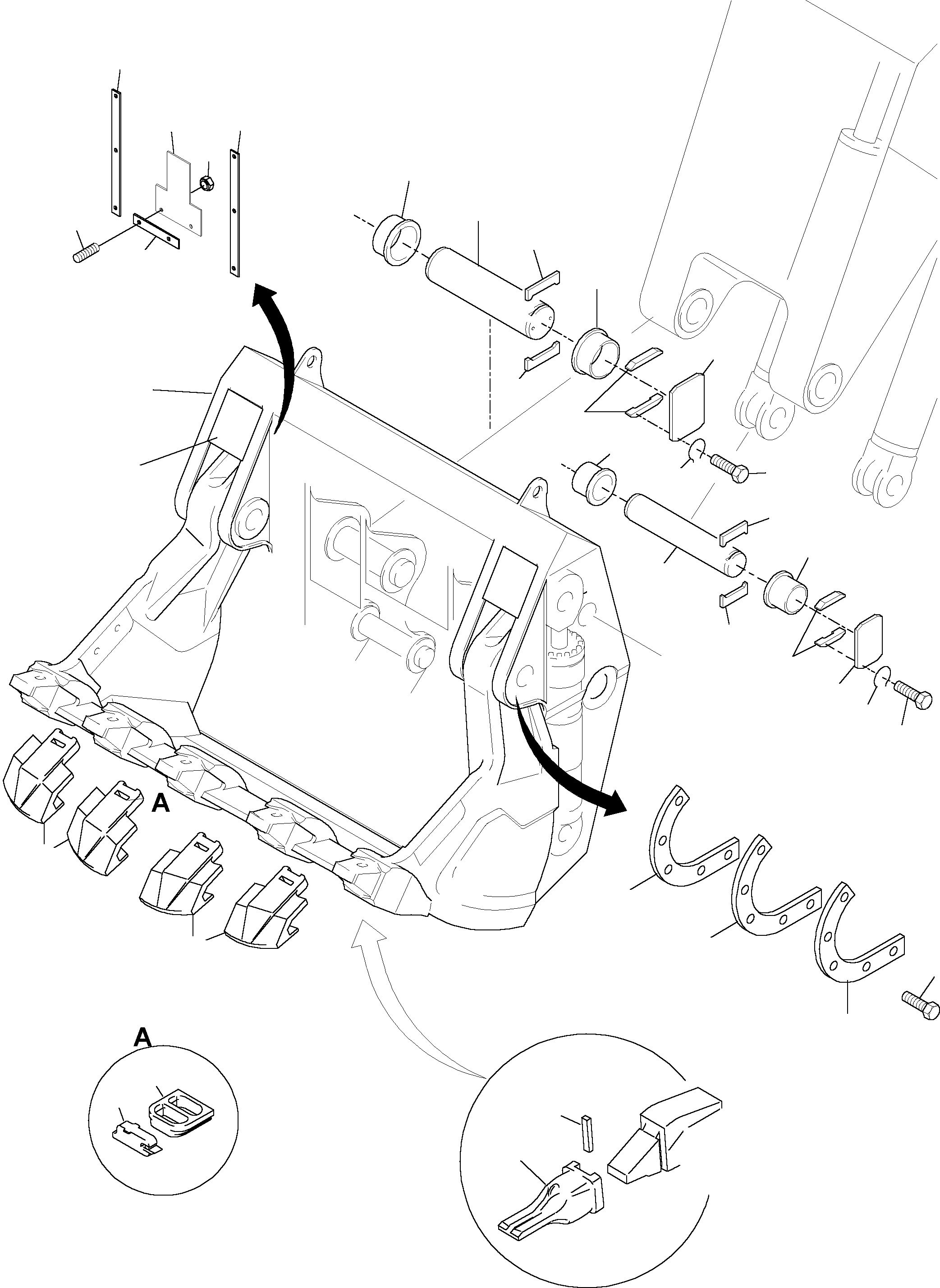 Komatsu parts book diagram for PC3000-1 S/N 06184: BULLCLAM BUCKET 14.5 CBM