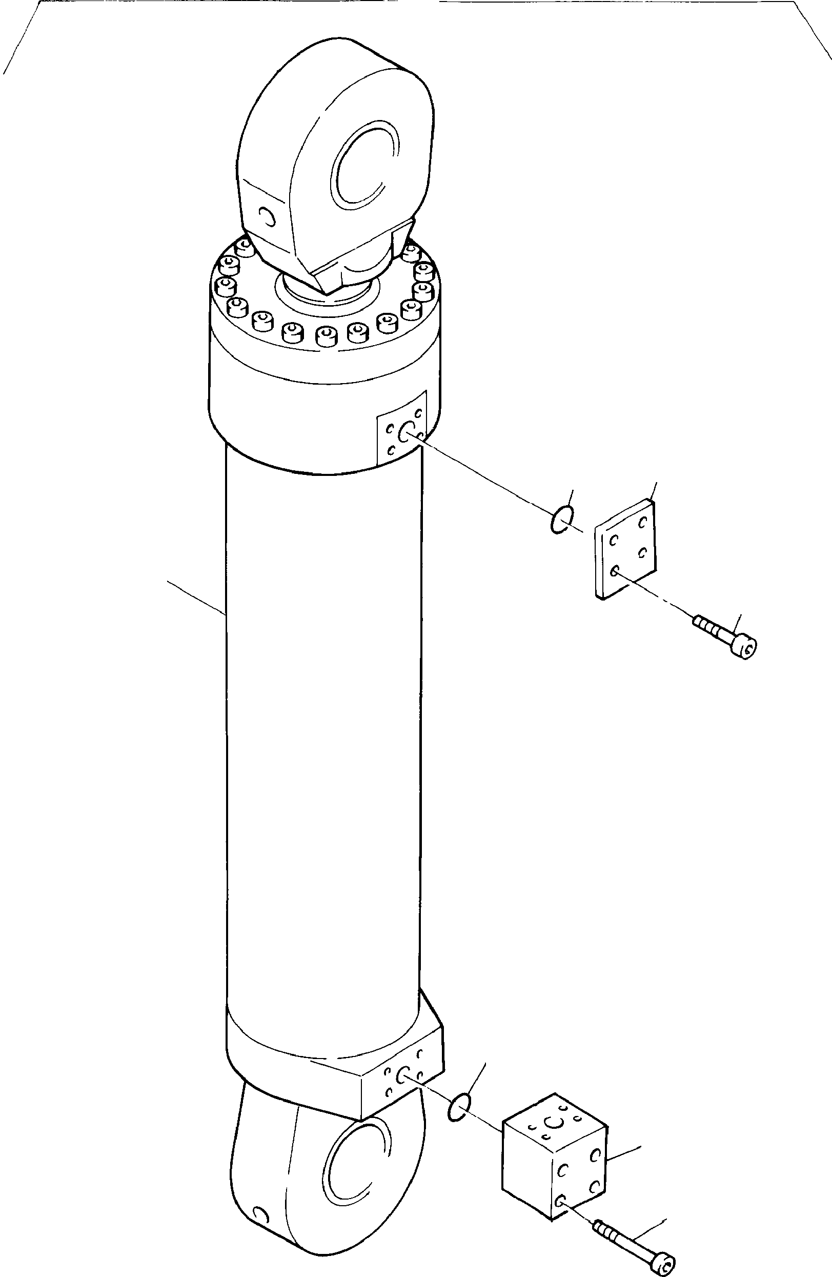 Komatsu parts book diagram for PC3000-1 S/N 06184: CLAM CYLINDER, R.H. +L.H.